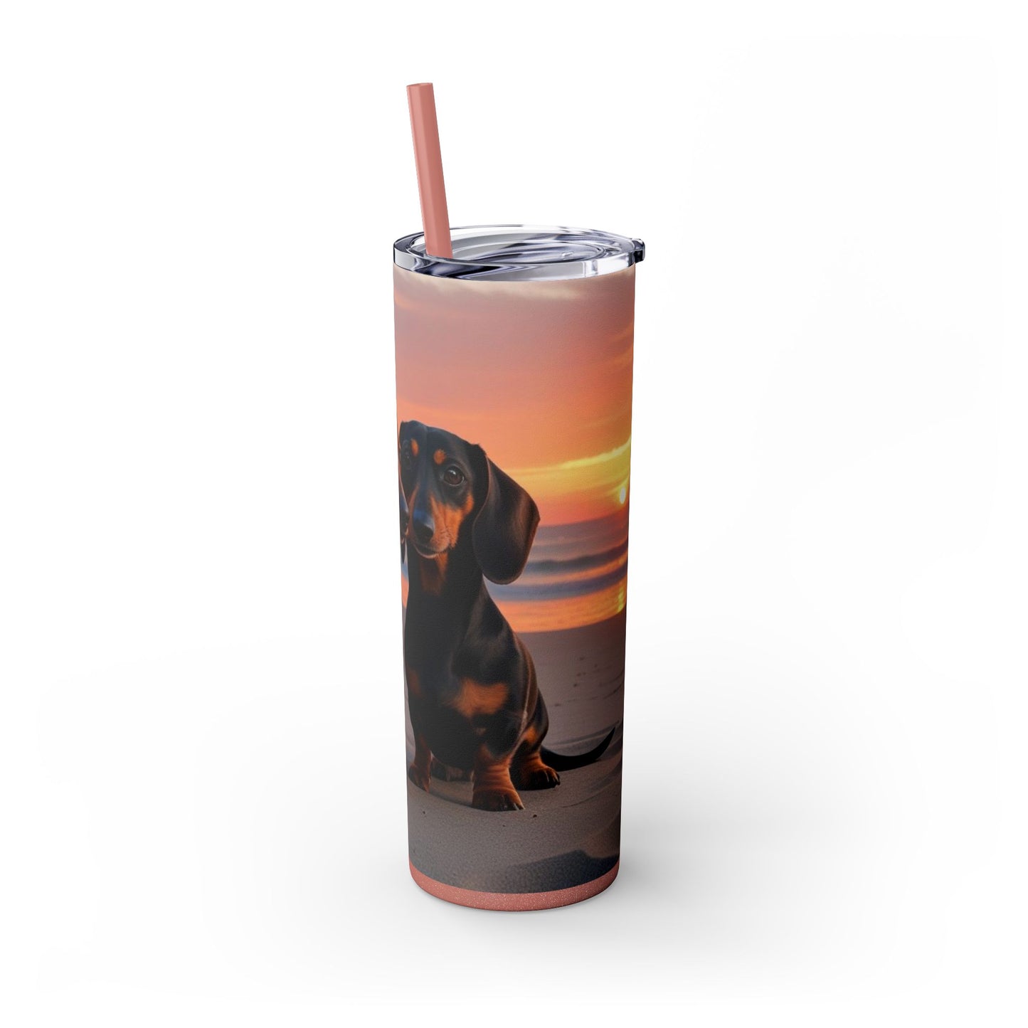 Vaso delgado con pajita Dachshund Love, 20 oz
