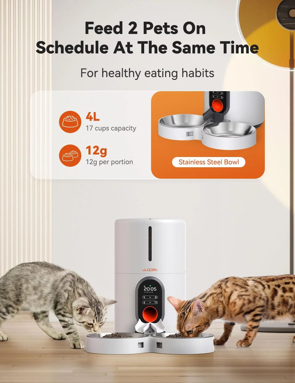 Distributeurs automatiques de nourriture pour 2 chats et chiens