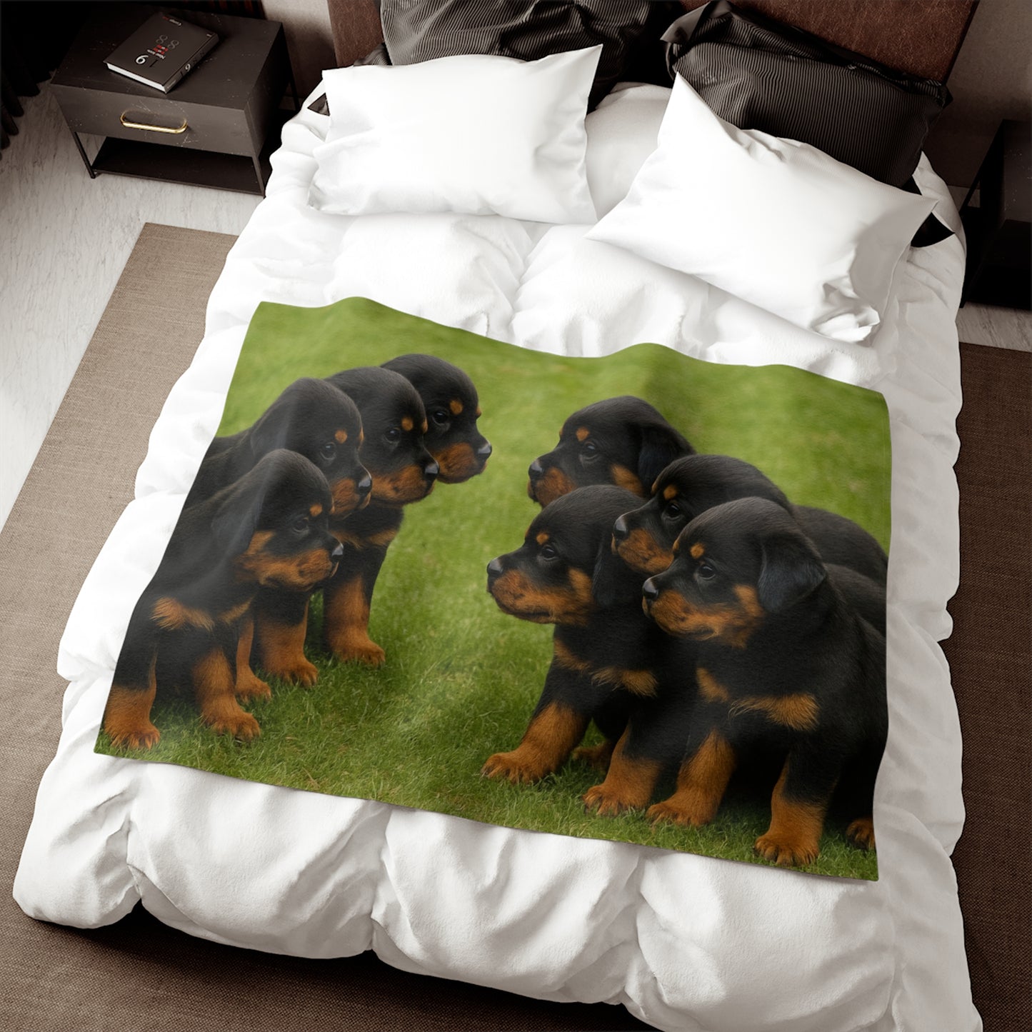 Manta sudadera con cachorros de rottweiler