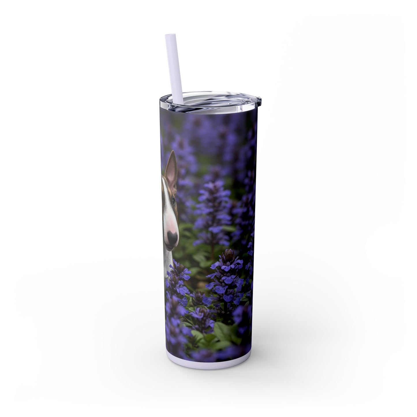 Miniature Bull Terrier Skinny Tumbler with Straw, 20oz