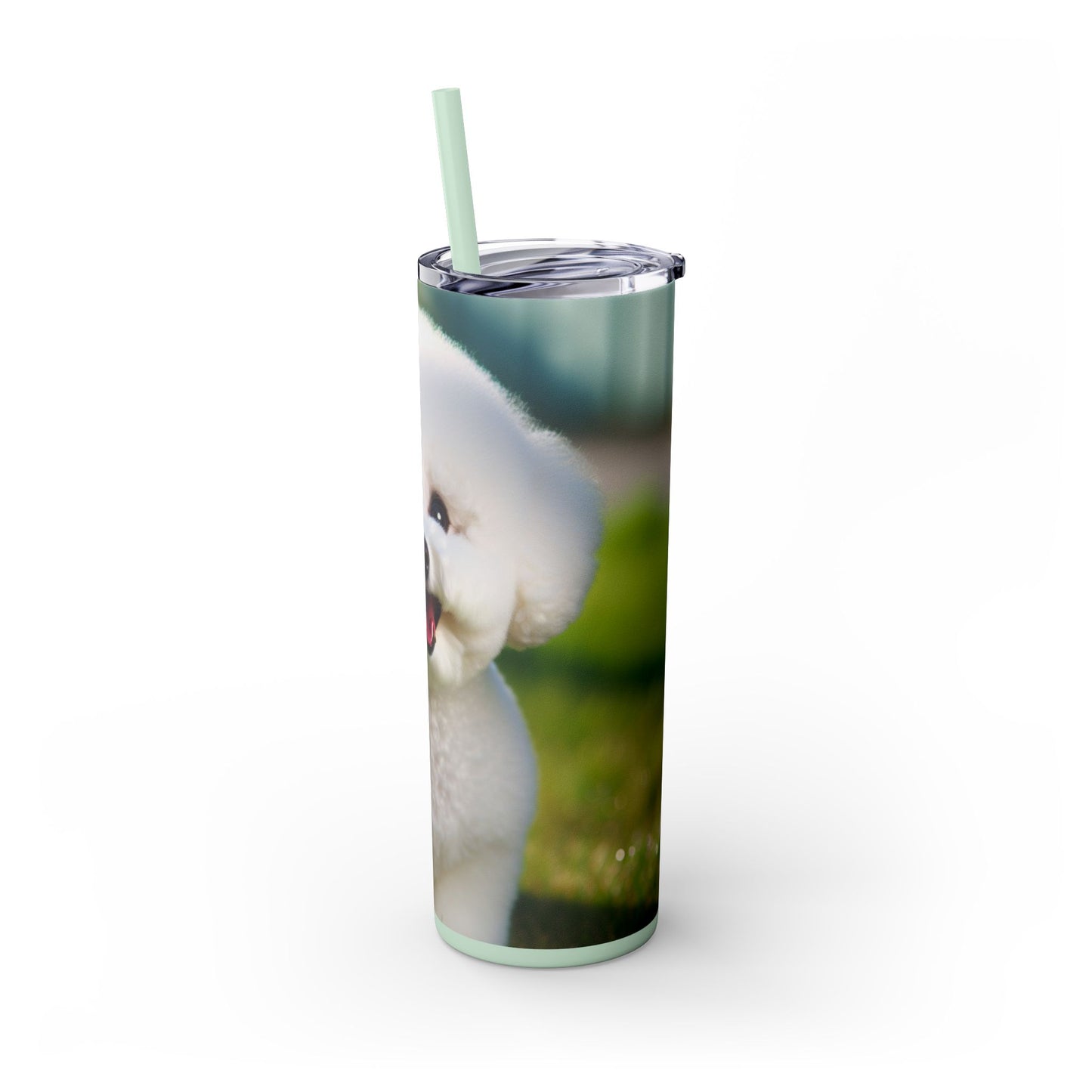 Bichon Frise Skinny Tumbler with Straw, 20oz
