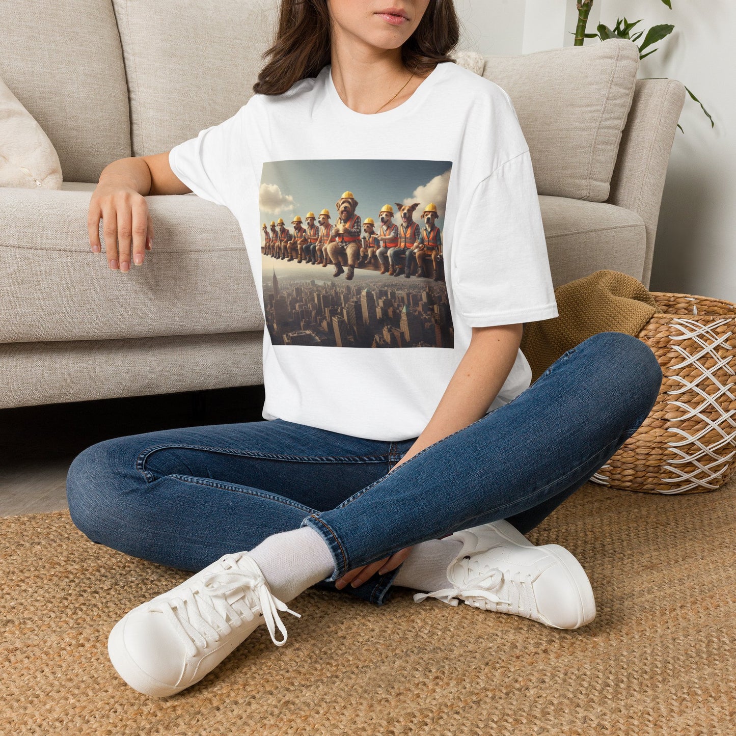 Canine Canvas Collection: Lunch atop a Skyscraper Homage Tee Shirt