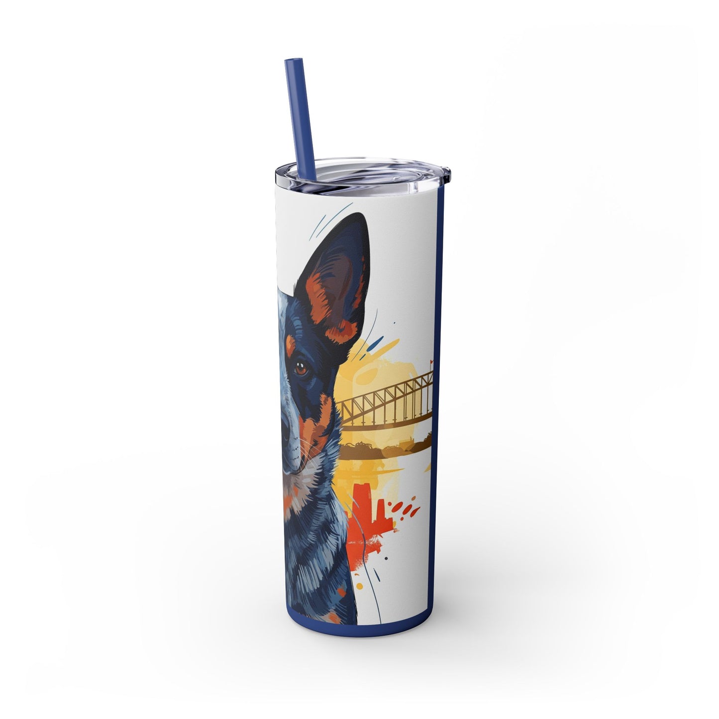 Australian Cattle Dog Skinny Tumbler with Straw, 20oz