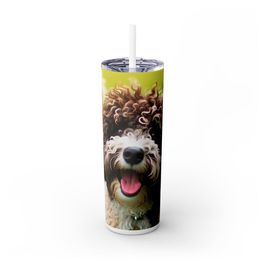 Spanish Water Dog Skinny Tumbler with Straw, 20oz