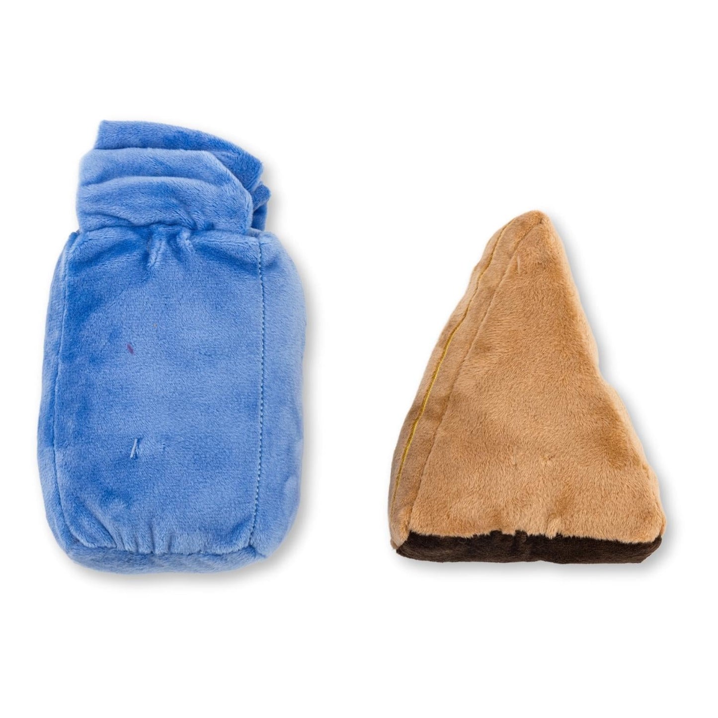 Coffret cadeau de peluche pour chien « Gâteau en tranches et lait » – avec couineur et papier froissé