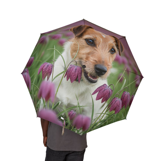 Russell Terrier Semi-Automatic Foldable Umbrella
