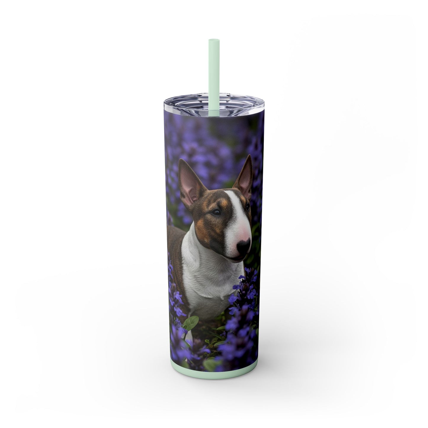 Miniature Bull Terrier Skinny Tumbler with Straw, 20oz