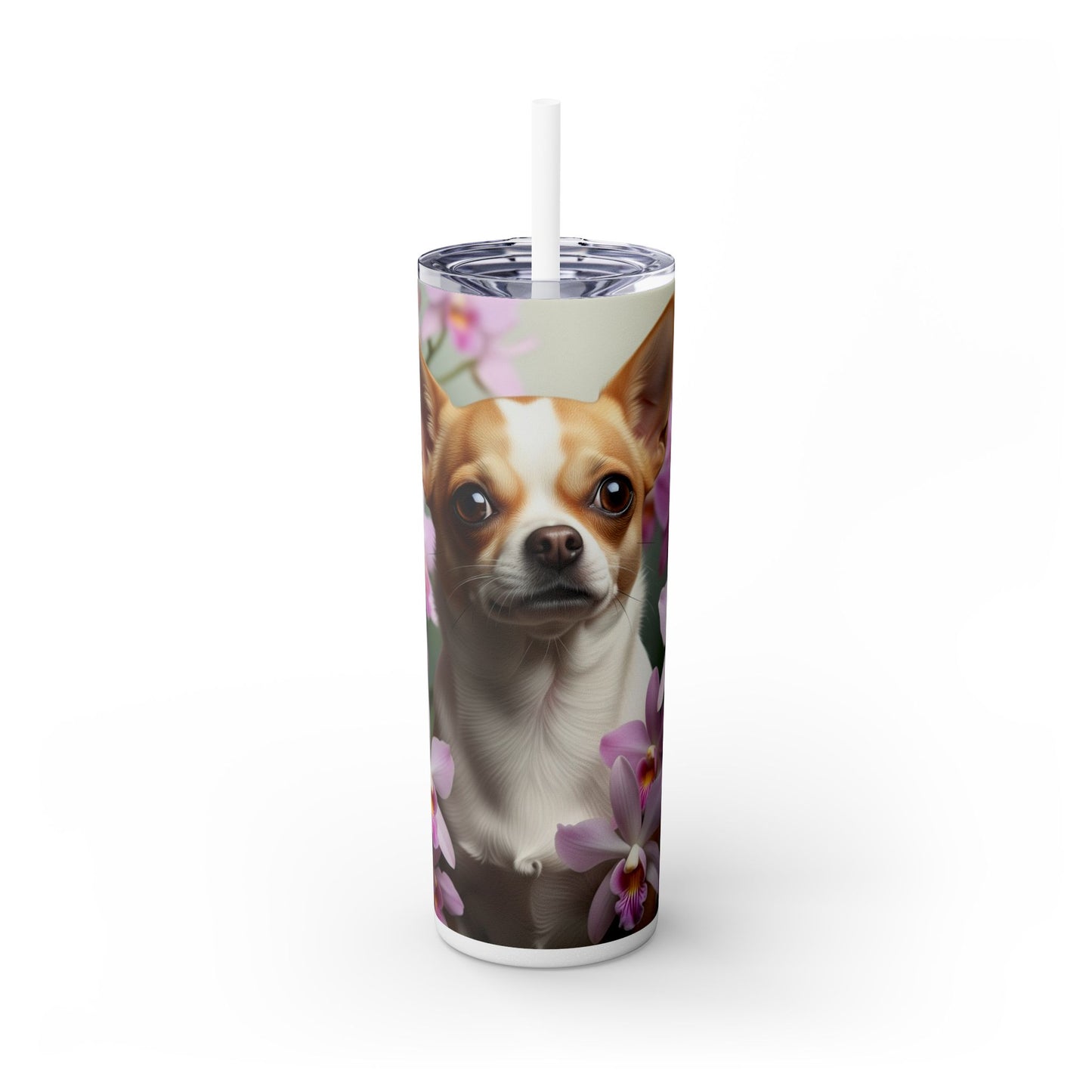 Vaso delgado con pajita para chihuahua, 20 oz