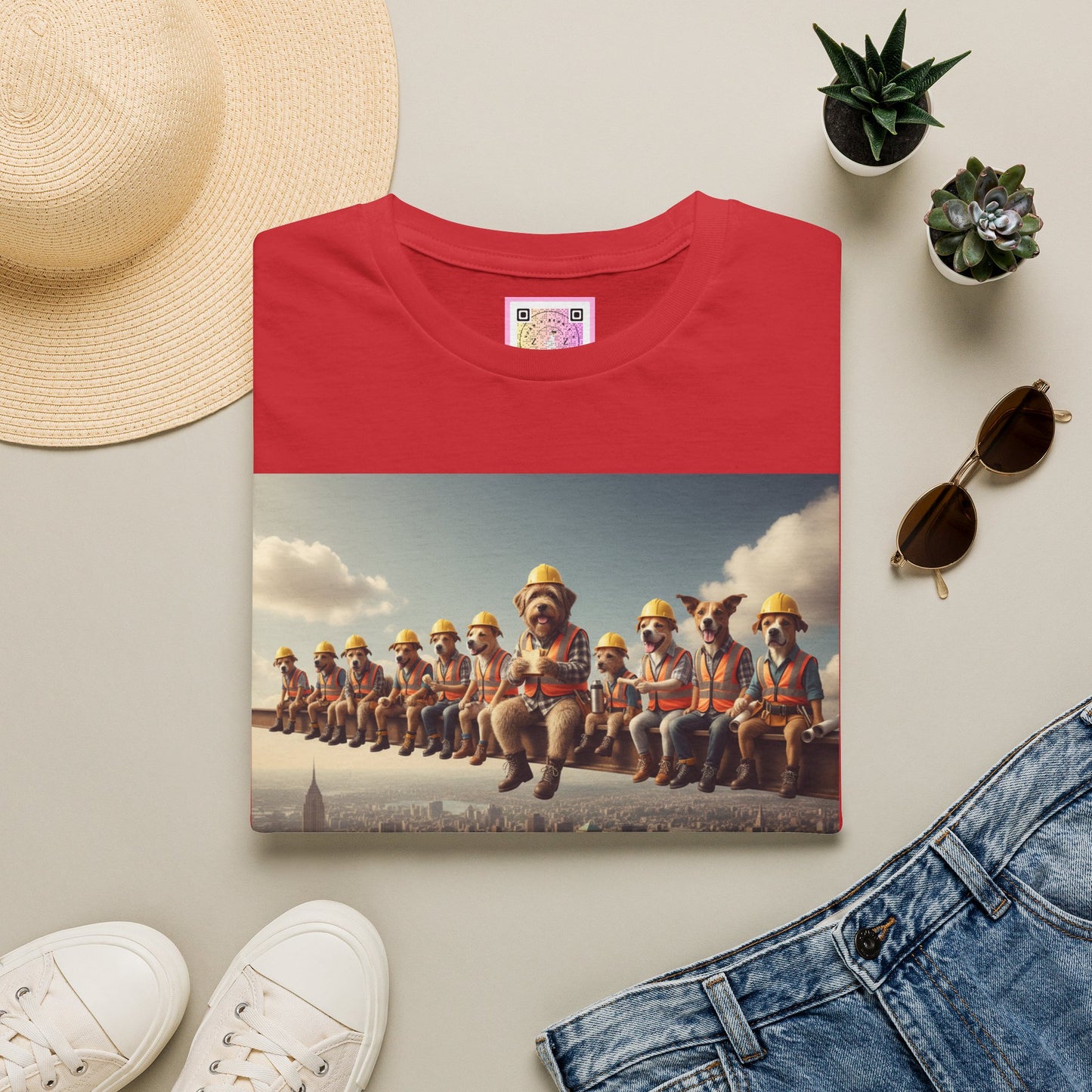 Canine Canvas Collection: Lunch atop a Skyscraper Homage Tee Shirt