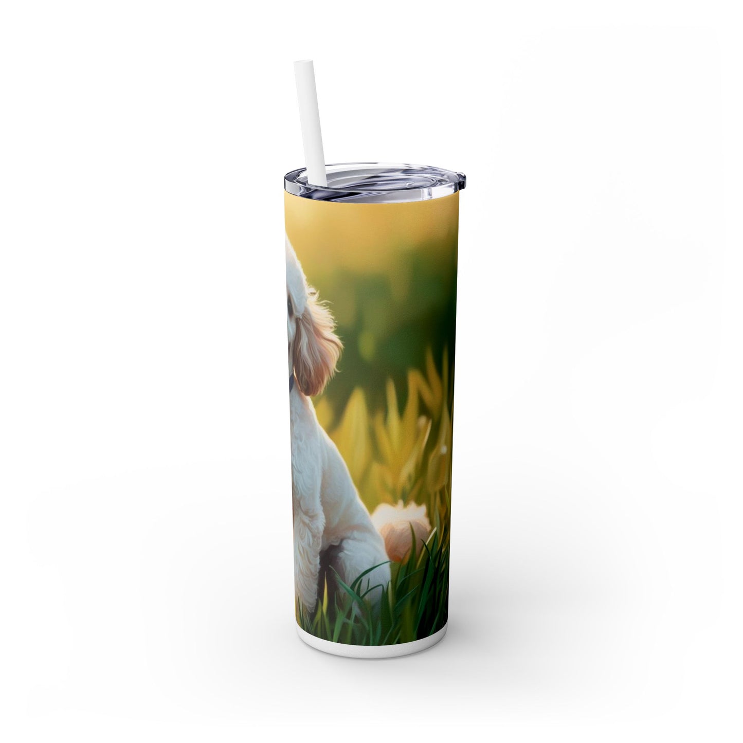 Miniature Poodle Skinny Tumbler with Straw, 20oz
