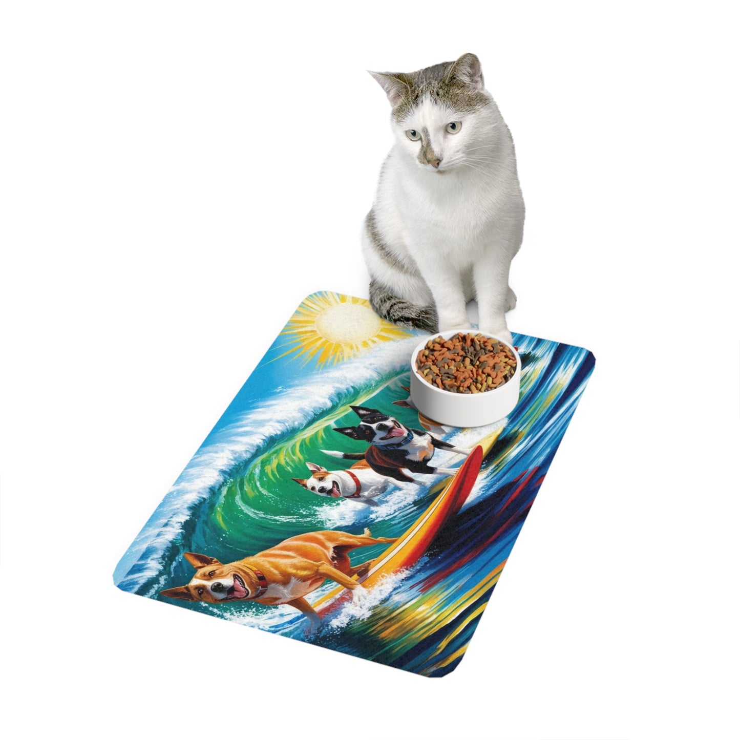 Pet Food Mat (12x18) - Surf Dogs