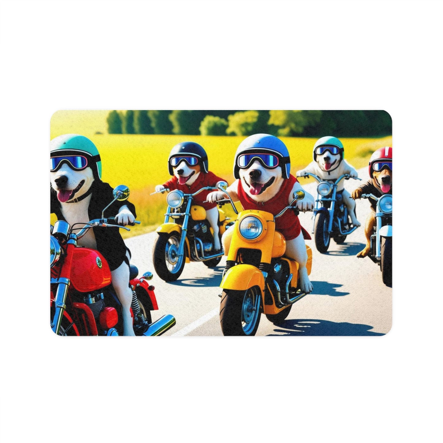 Pet Food Mat (12x18) - Biker Dogs