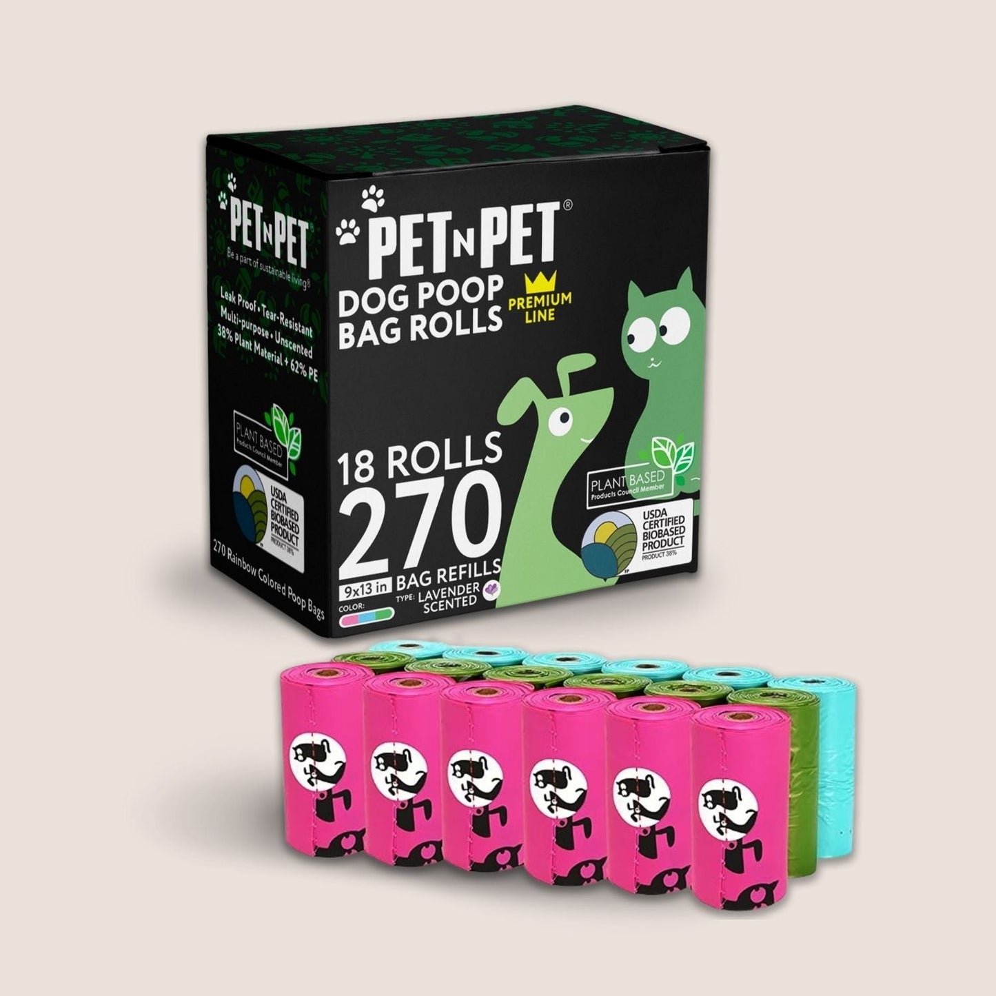 Lavender-Scented Colorful Poop Bags