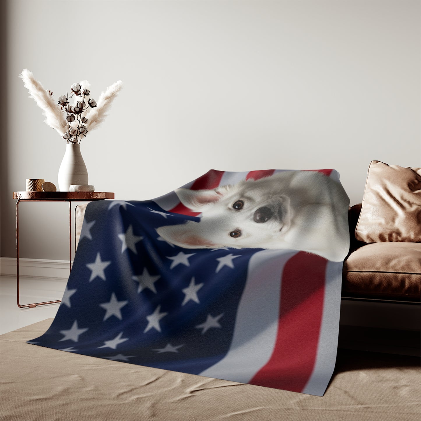 American Eskimo Dog Patriotic Blanket