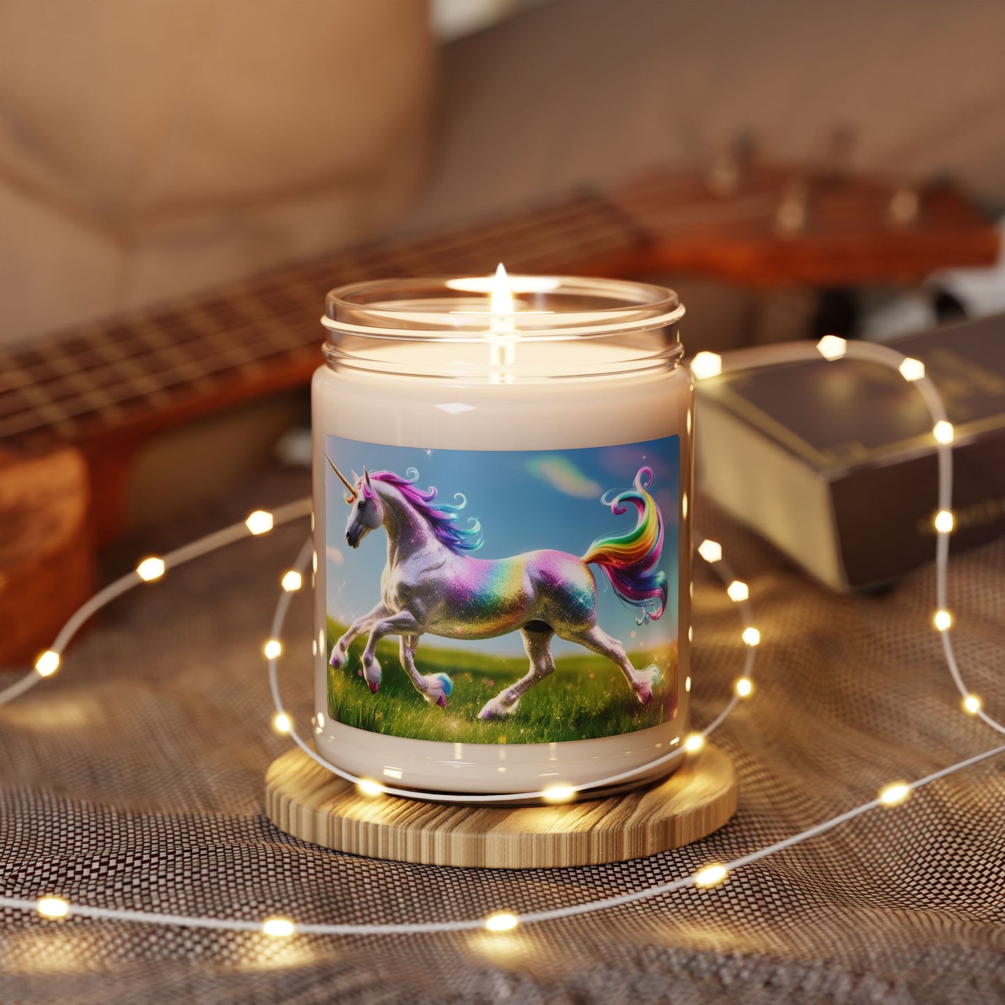 Glittery Rainbow Unicorn- Scented Soy Candle, 9oz