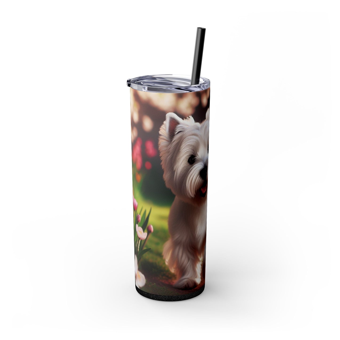 West Highland White Terrier Skinny Tumbler with Straw, 20oz