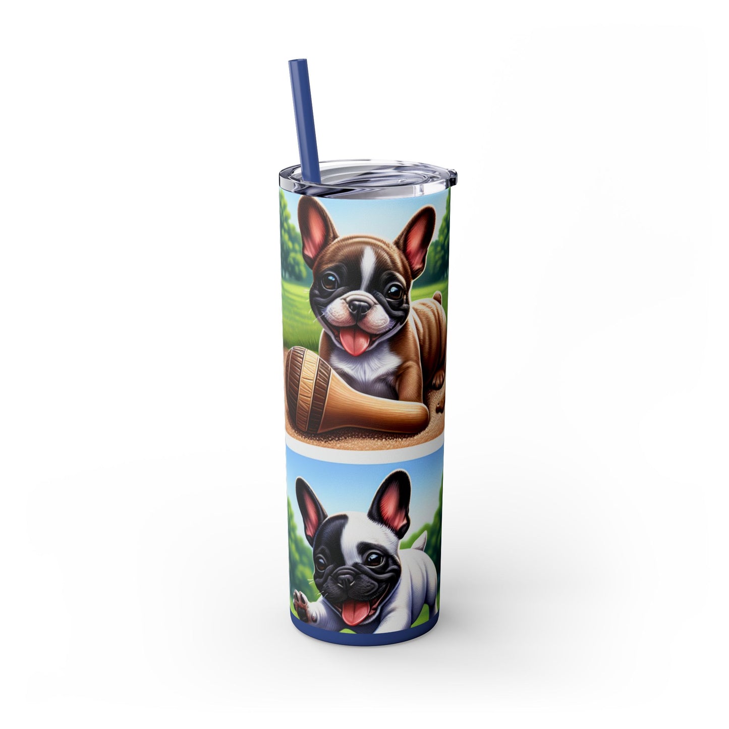 French Bulldog Skinny Tumbler with Straw, 20oz