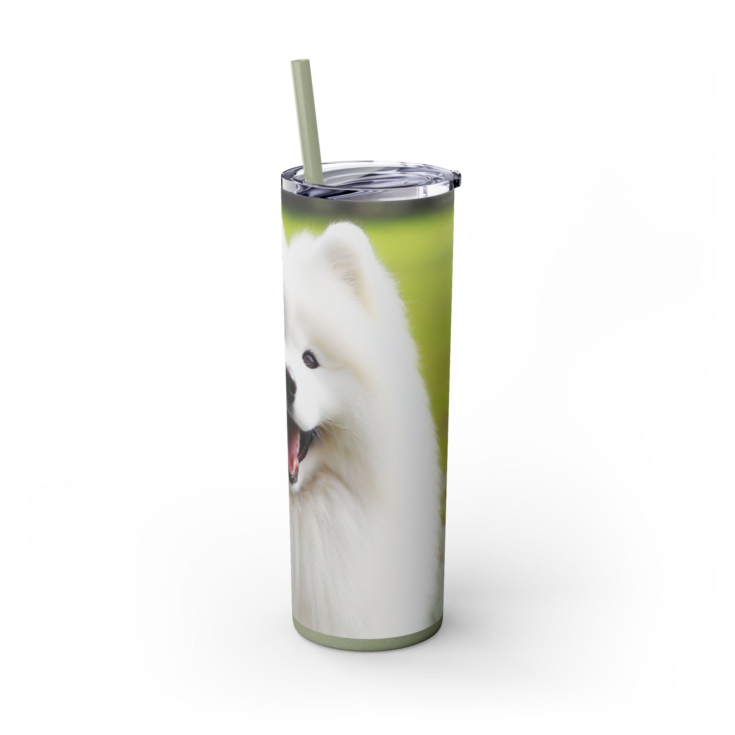 Samoyed Skinny Tumbler with Straw, 20oz