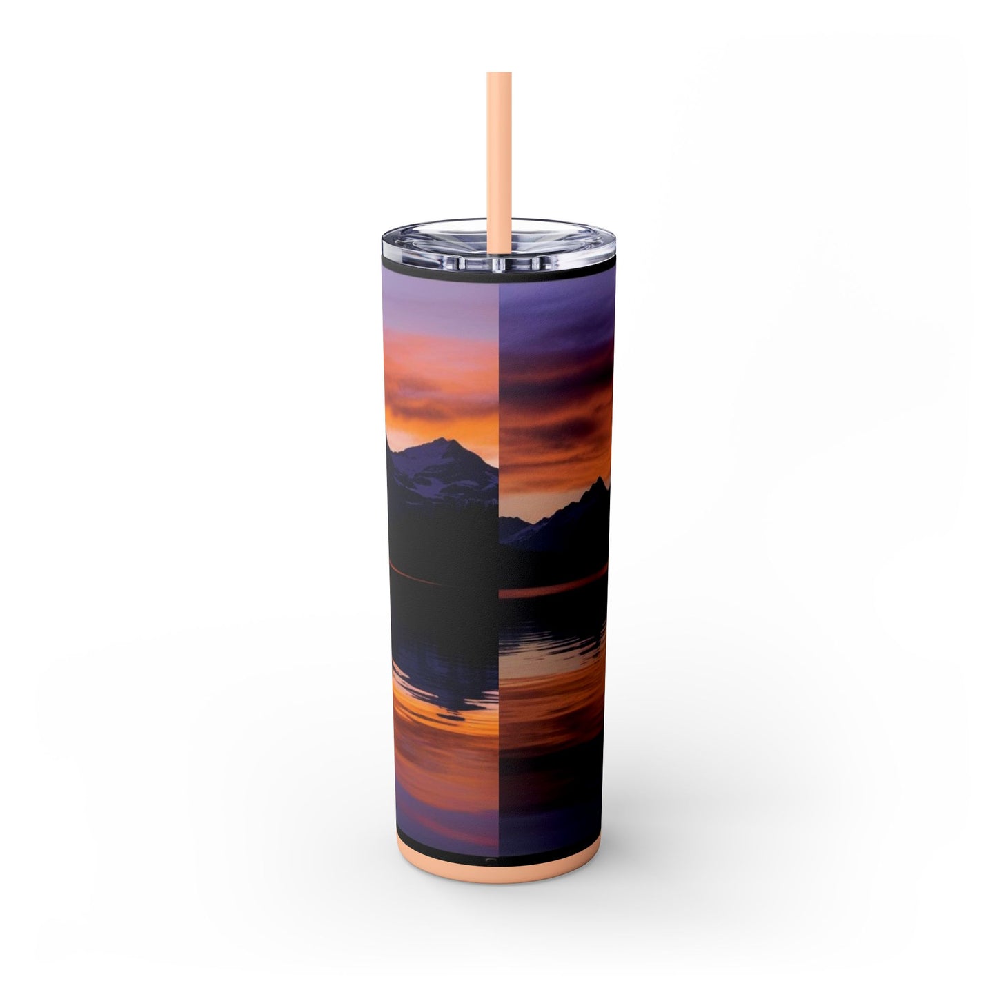 Mountain Lake Sunrise Skinny Tumbler with Straw, 20oz