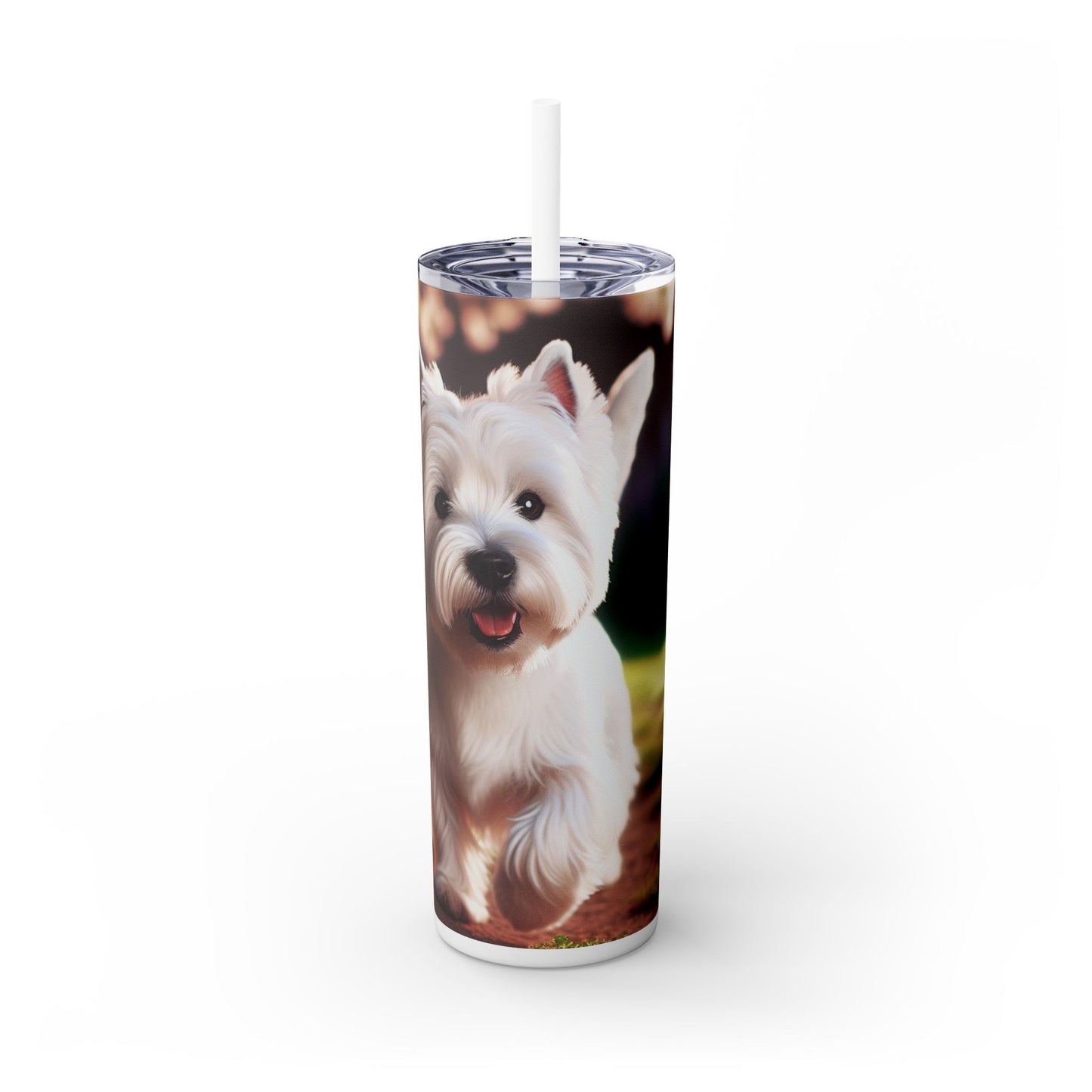 West Highland White Terrier Skinny Tumbler with Straw, 20oz