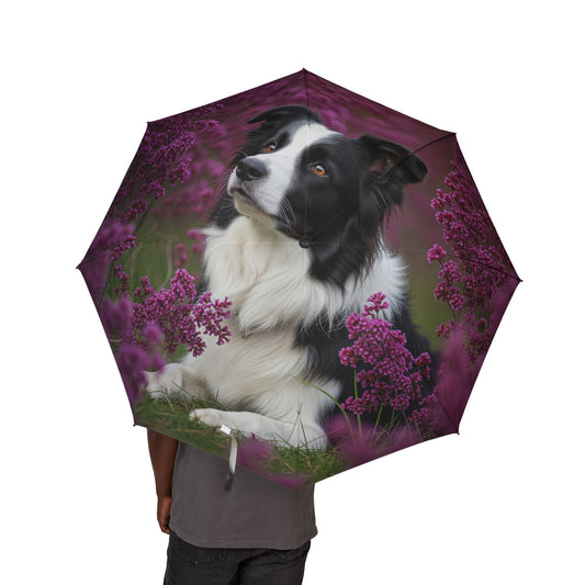 Border Collie Semi-Automatic Foldable Umbrella