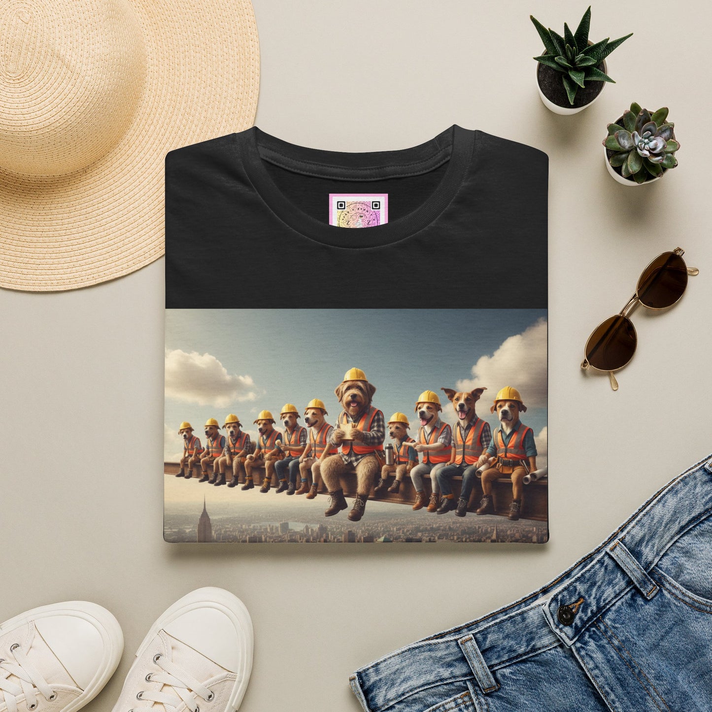 Canine Canvas Collection: Lunch atop a Skyscraper Homage Tee Shirt
