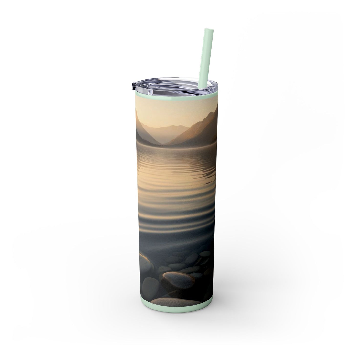 Ripple in a Mountain Lake Skinny Tumbler with Straw, 20oz