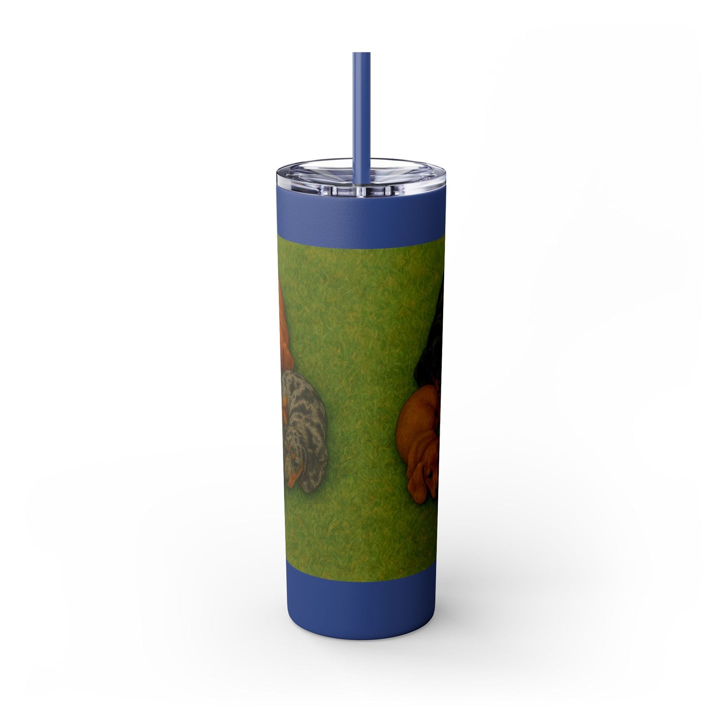 Gobelet isotherme avec paille, motif chiots teckels, 590 ml