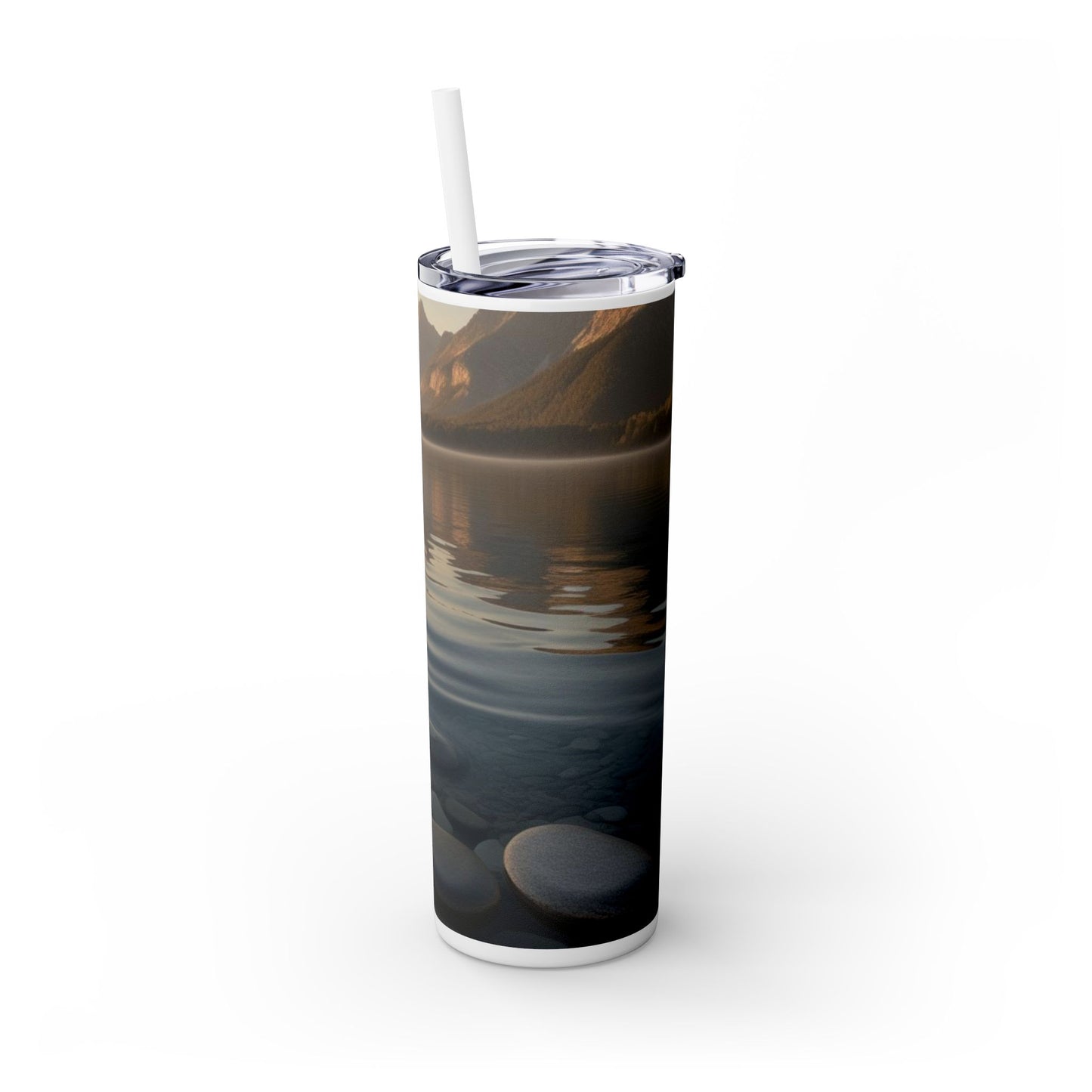 Ripple in a Mountain Lake Skinny Tumbler with Straw, 20oz