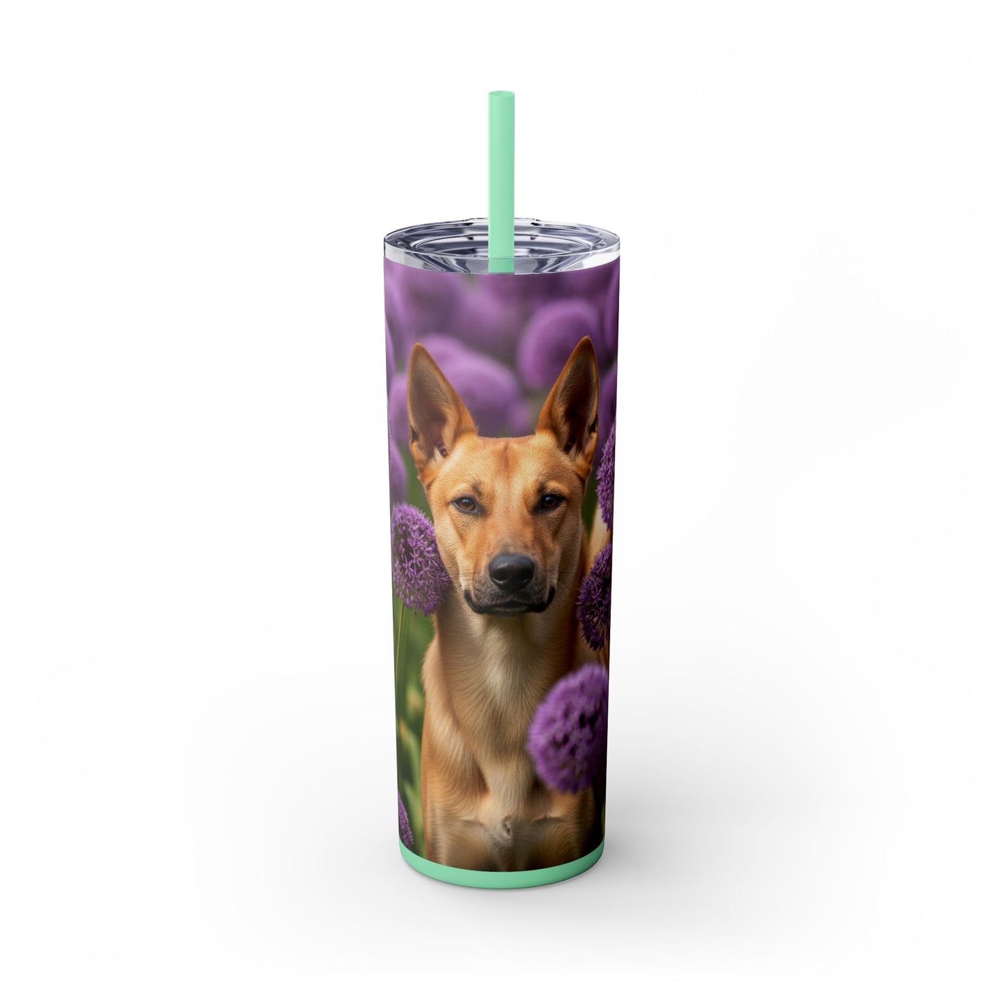 Canaan Dog Skinny Tumbler with Straw, 20oz