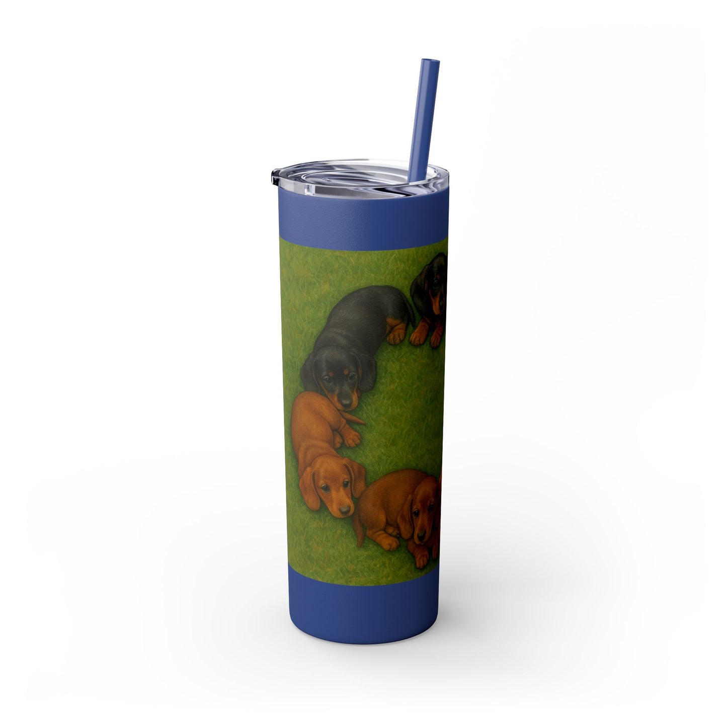 Gobelet isotherme avec paille, motif chiots teckels, 590 ml