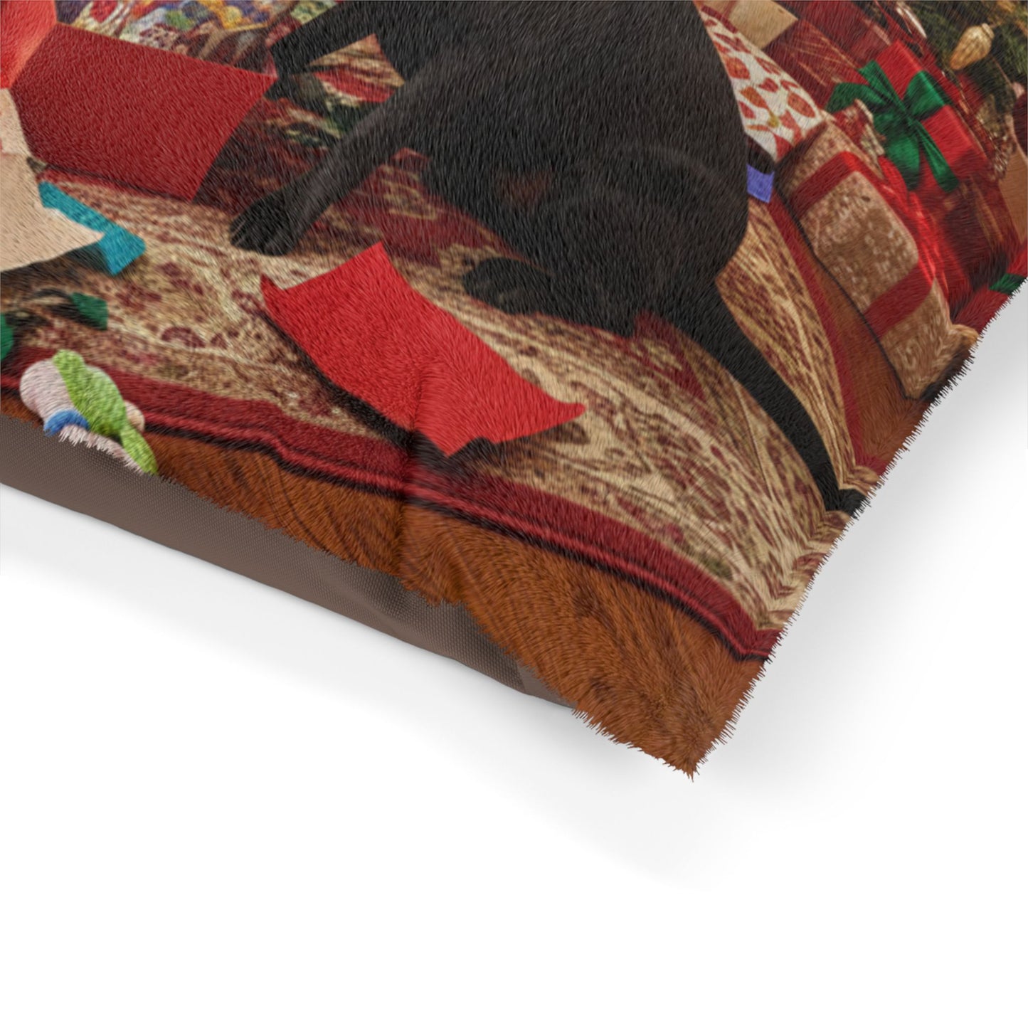 Festive Holiday Fireplace Pet Bed