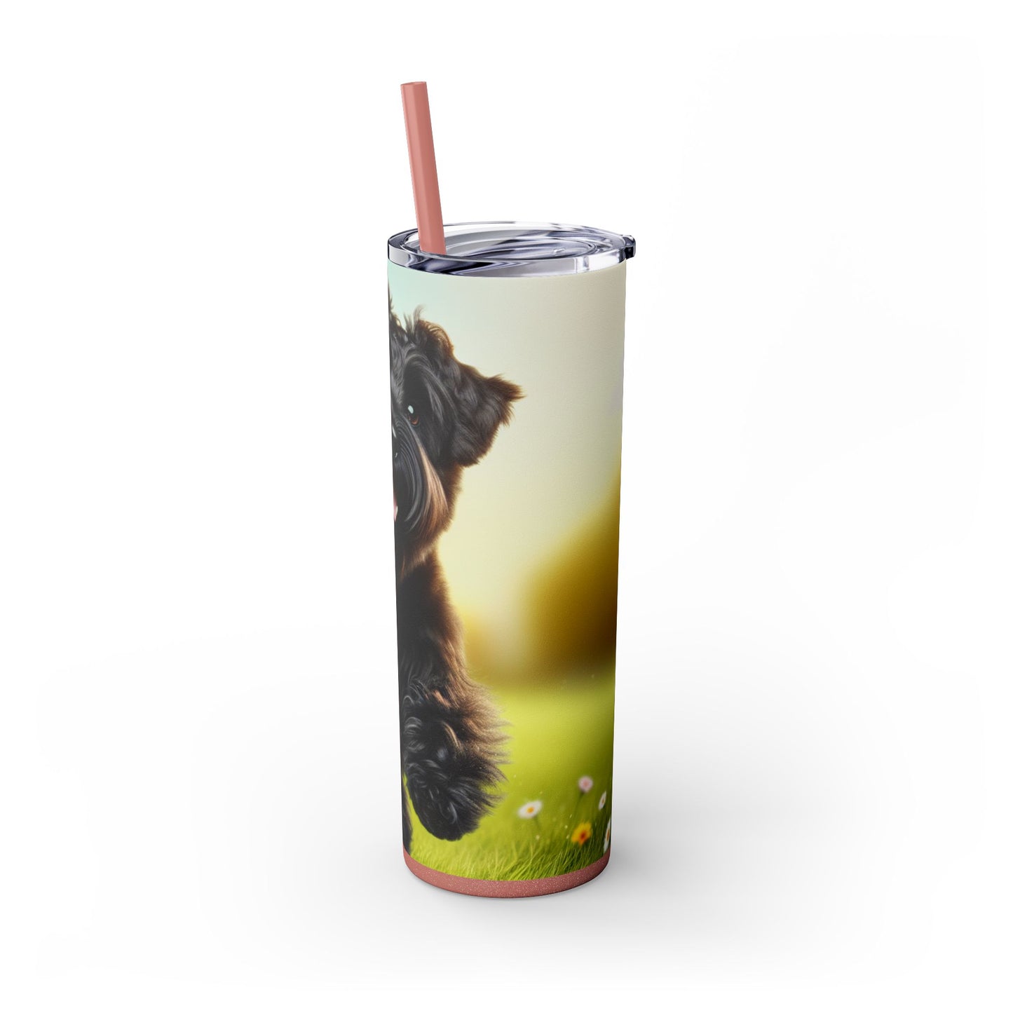 Russian Black Terrier Skinny Tumbler with Straw, 20oz