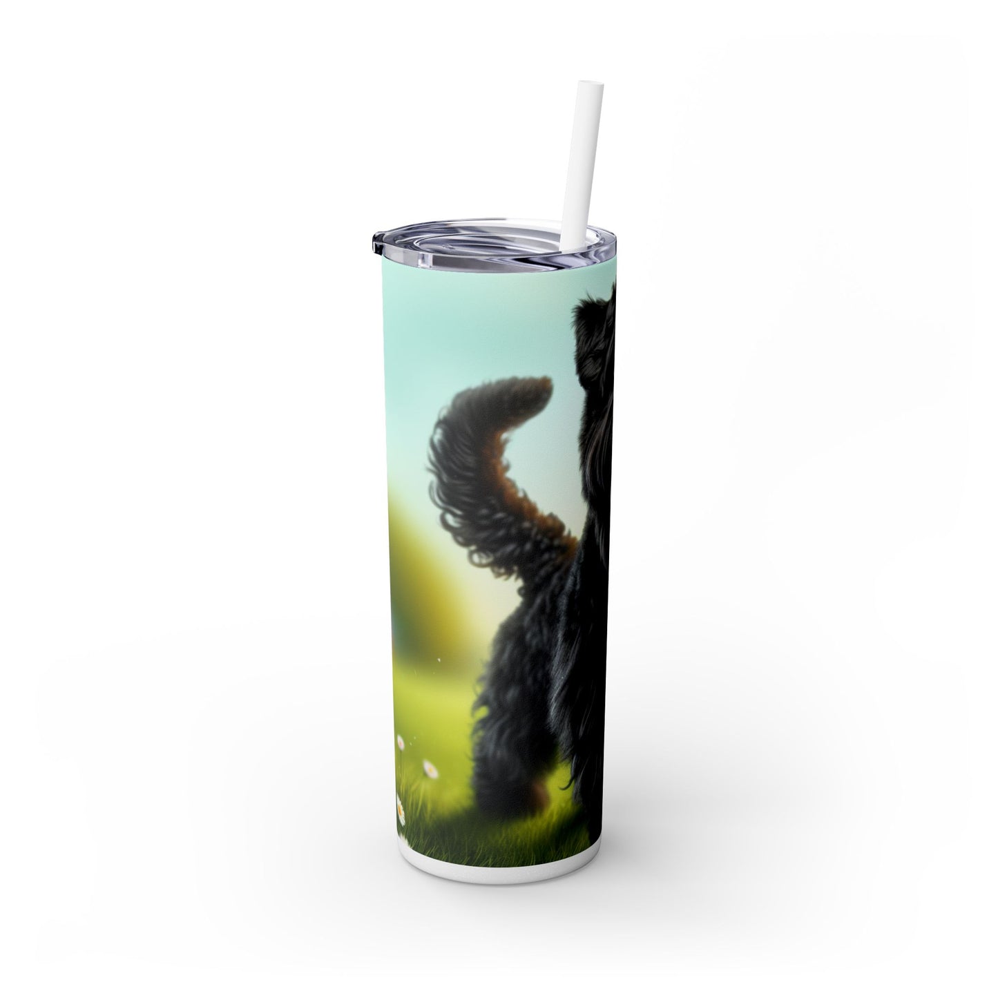 Russian Black Terrier Skinny Tumbler with Straw, 20oz