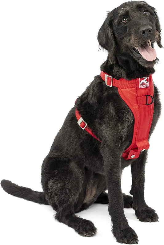 Harnais de voiture pour chien Tru-Fit haute résistance - Testé en cas de collision pour une sécurité optimale - Plaque pectorale large - Boucles imbriquées en acier - Comprend une attache pour ceinture de sécurité - Rouge - Taille L