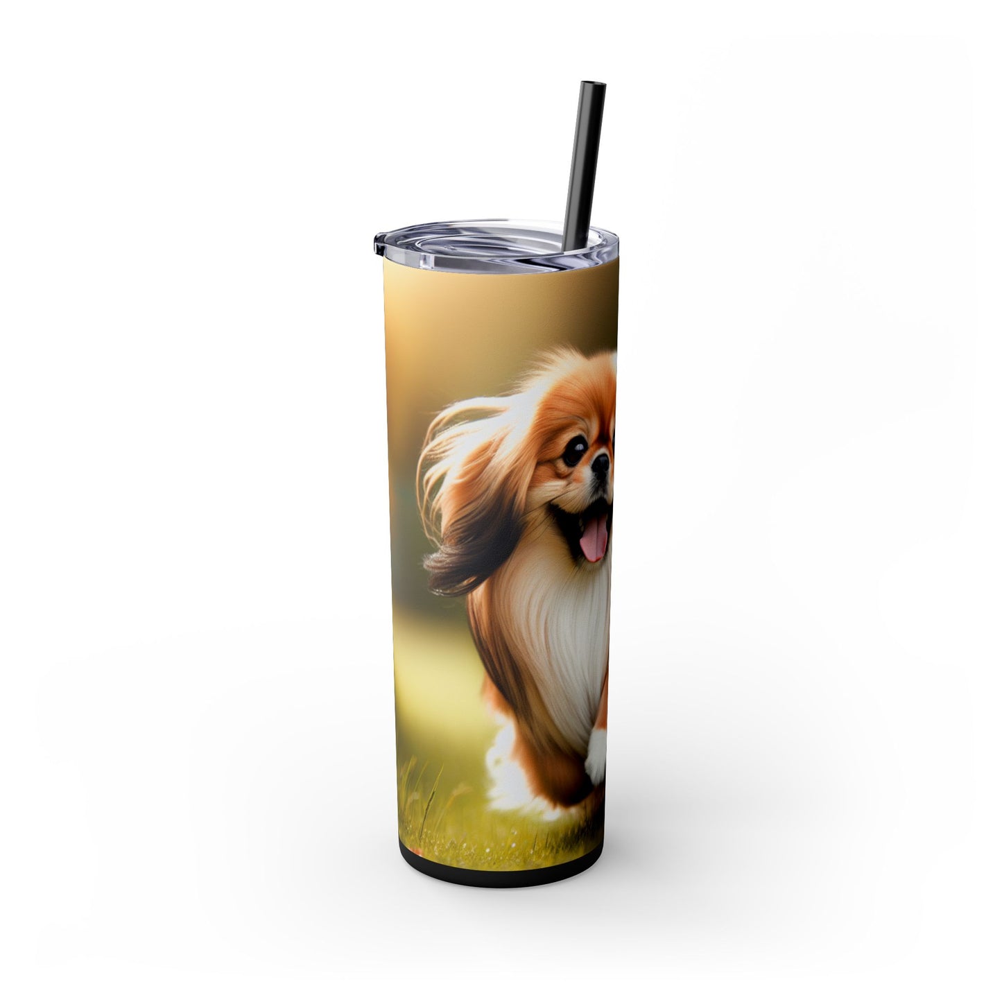 Tibetan Spaniel Skinny Tumbler with Straw, 20oz