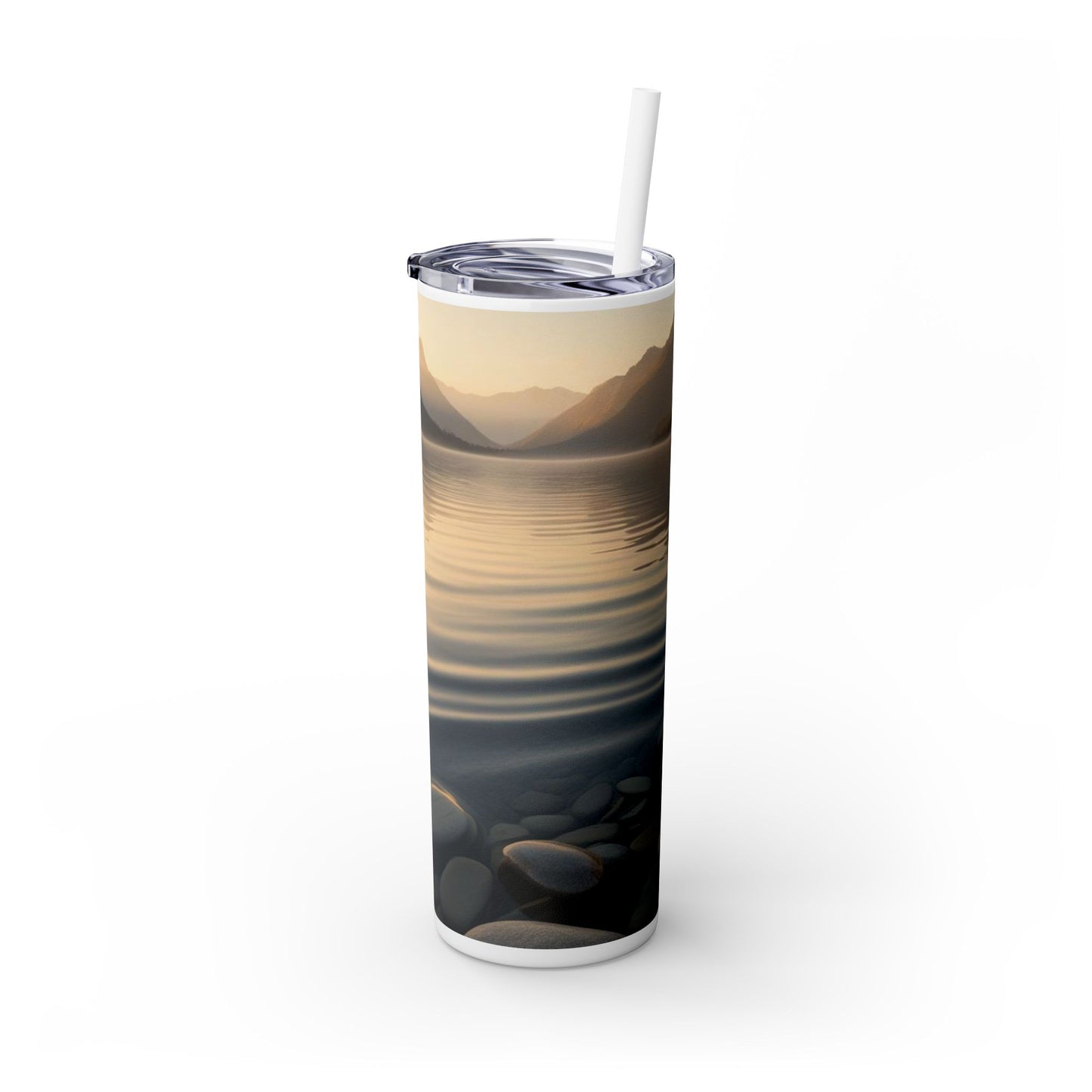 Ripple in a Mountain Lake Skinny Tumbler with Straw, 20oz