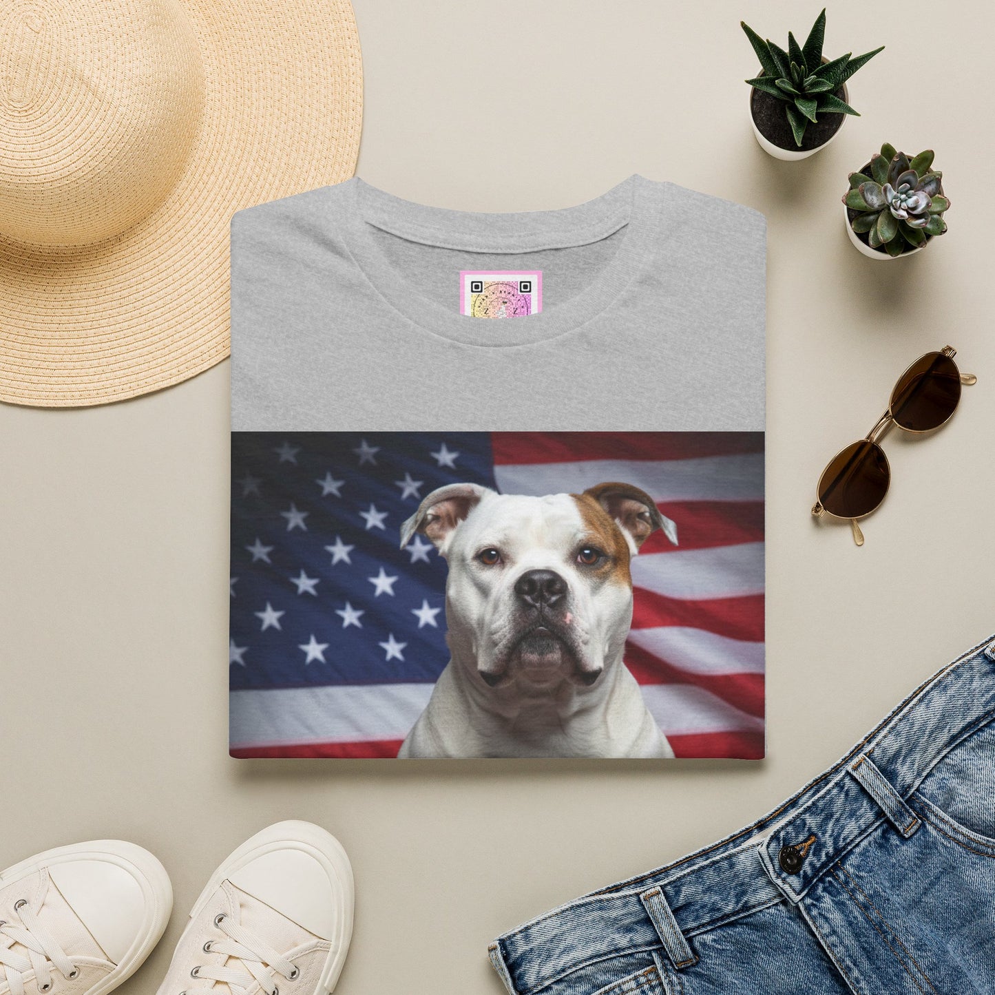 Patriotic T-Shirt — American Flag Dog Tee