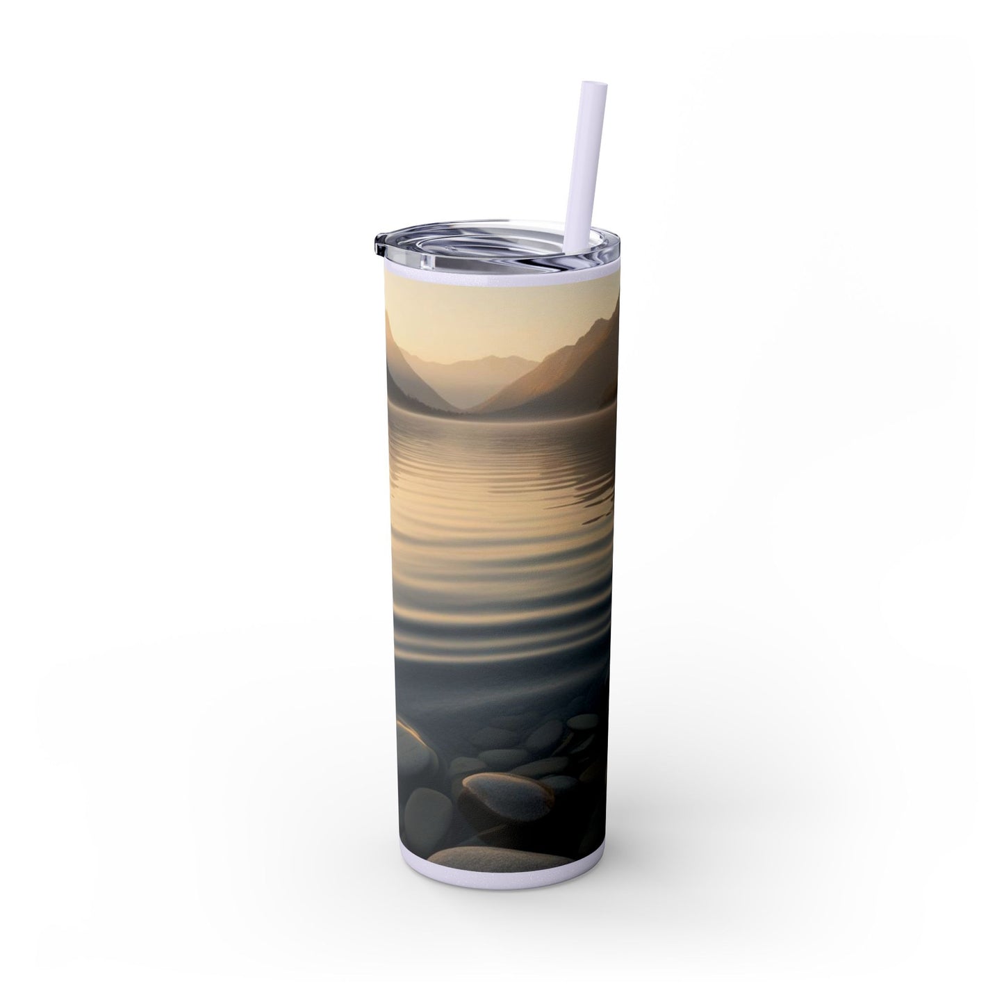 Ripple in a Mountain Lake Skinny Tumbler with Straw, 20oz