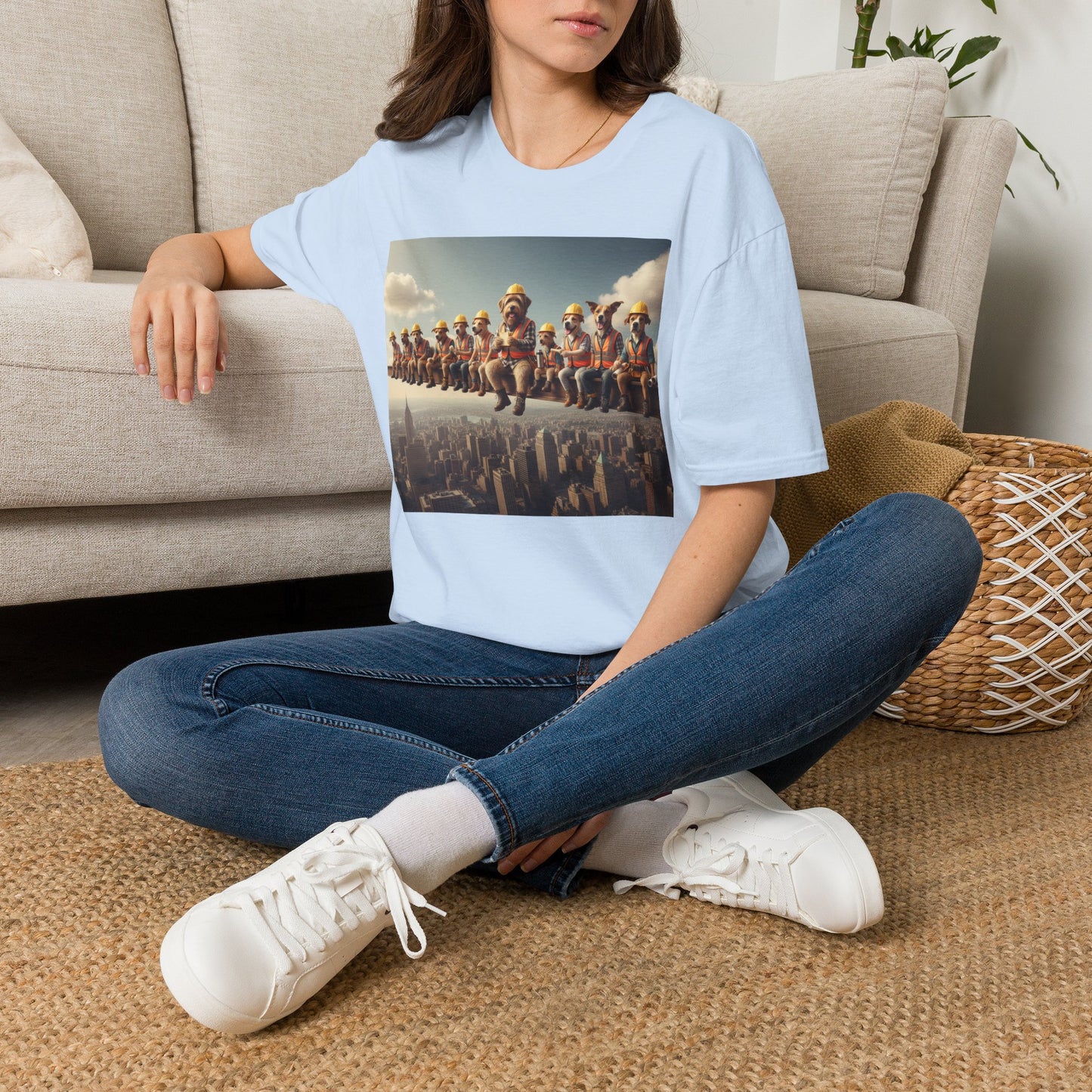 Canine Canvas Collection: Lunch atop a Skyscraper Homage Tee Shirt