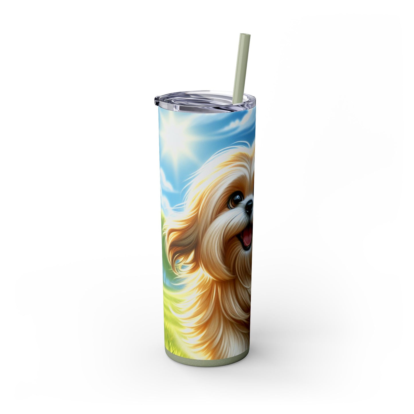 Lhasa Apso Skinny Tumbler with Straw, 20oz