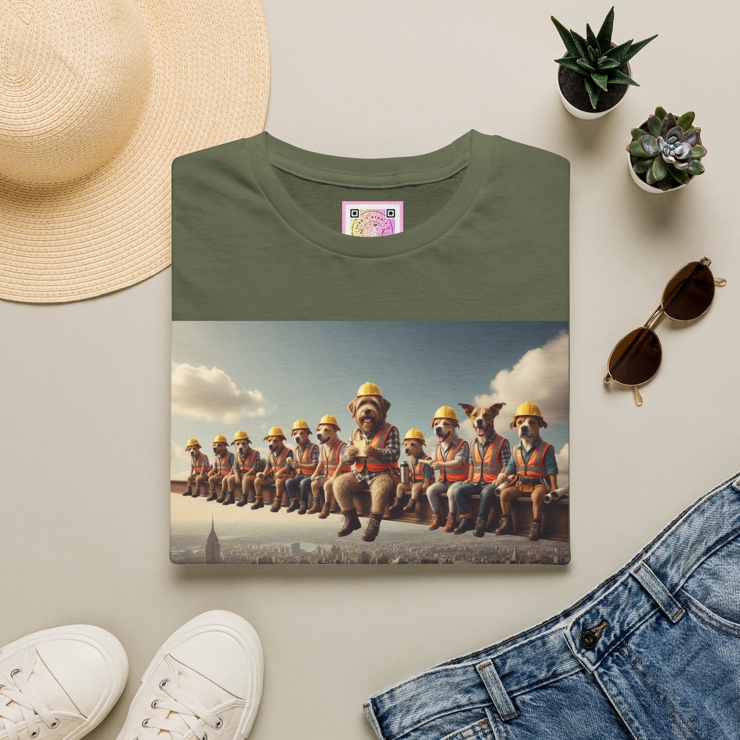 Canine Canvas Collection: Lunch atop a Skyscraper Homage Tee Shirt