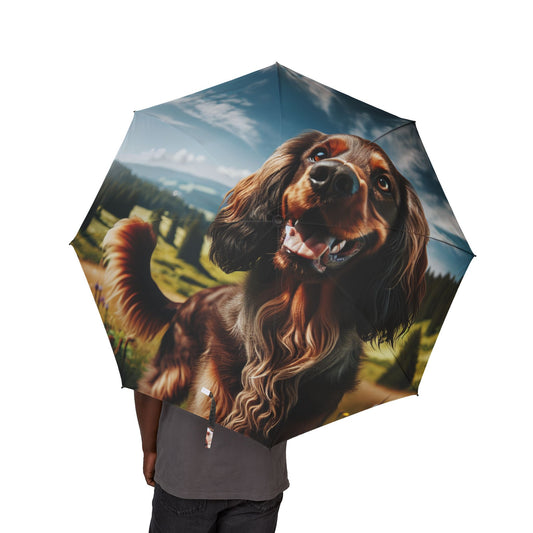 Deutscher Wachtelhund Semi-Automatic Foldable Umbrella
