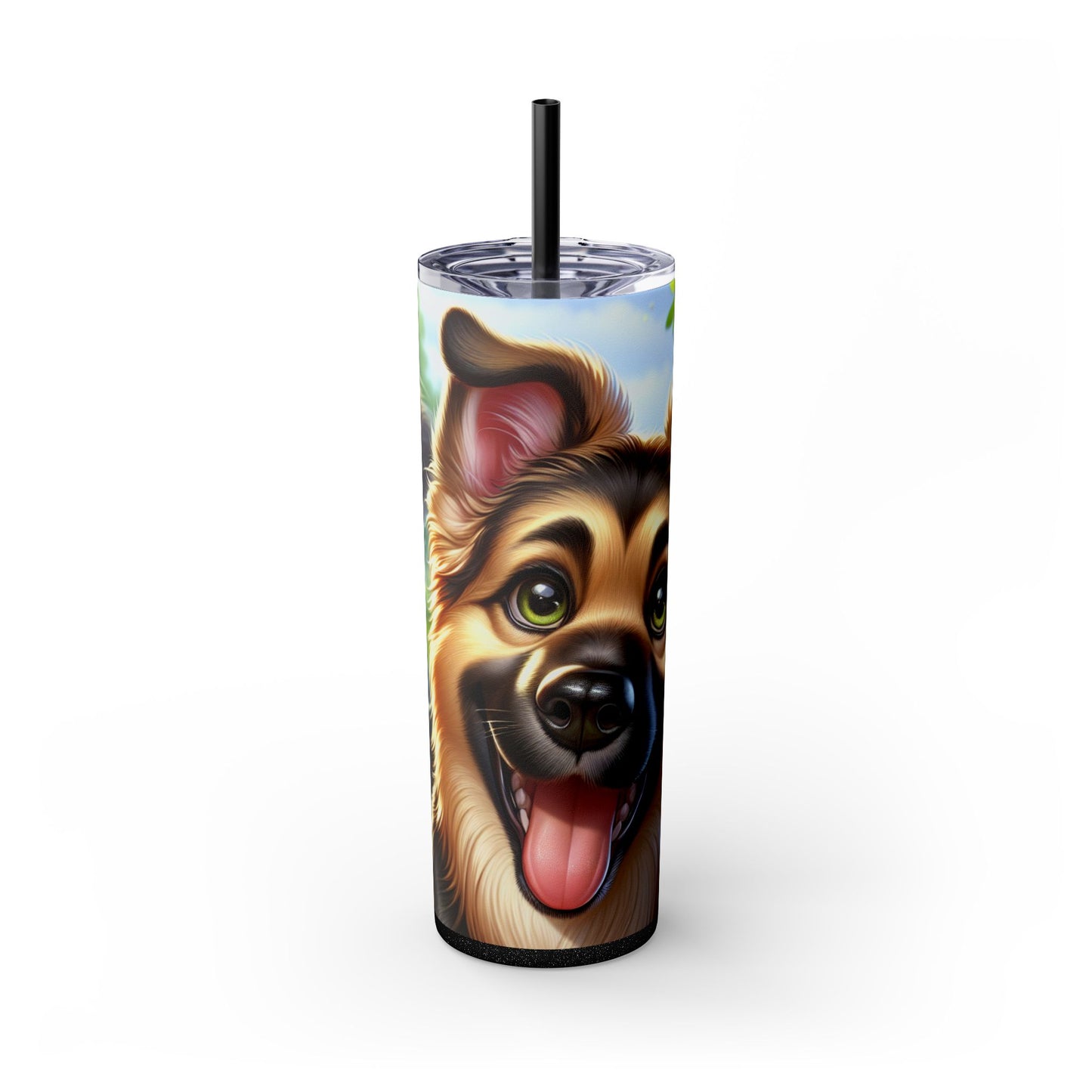 German Shepherd Skinny Tumbler with Straw, 20oz