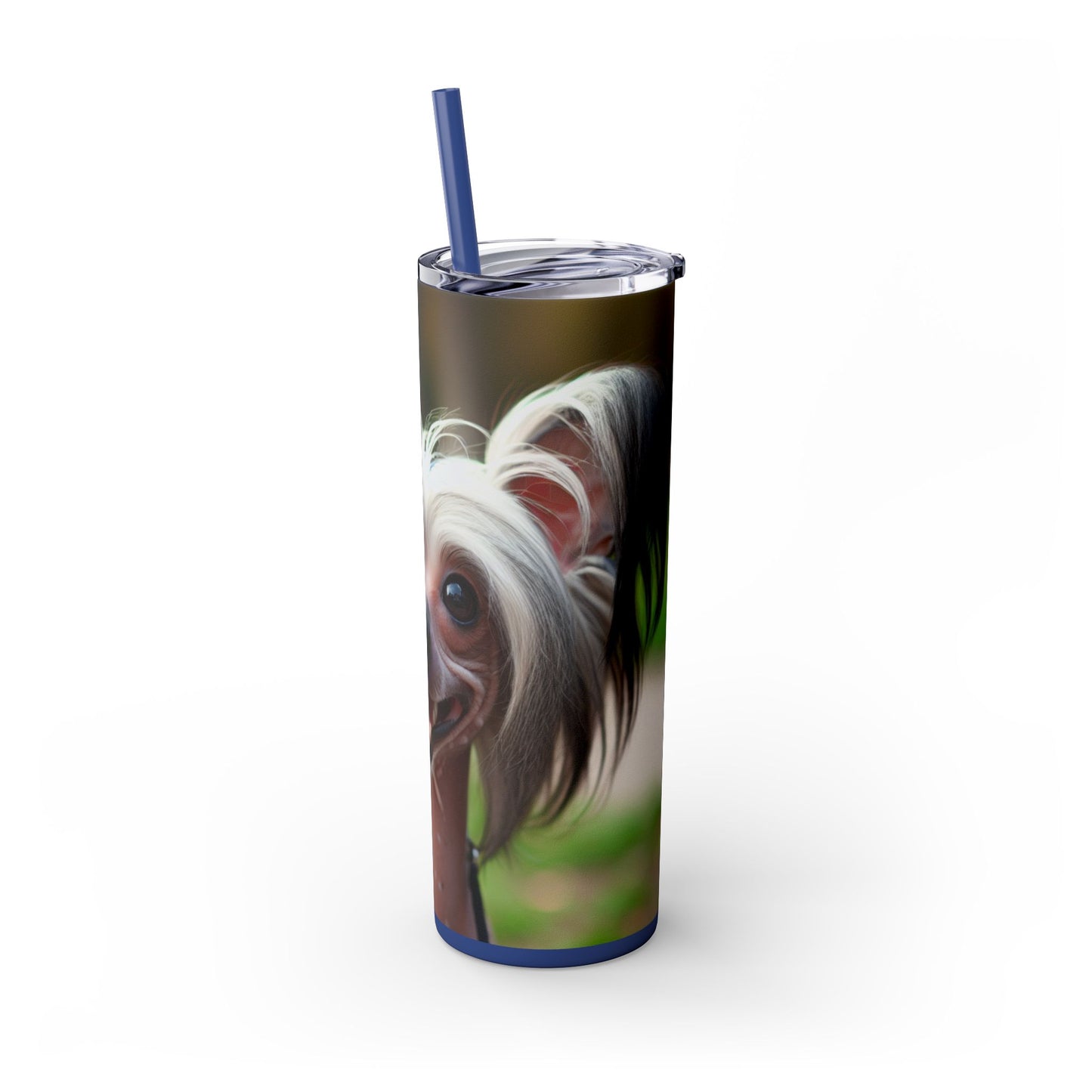 Gobelet isotherme à motif chien chinois à crête avec paille, 590 ml