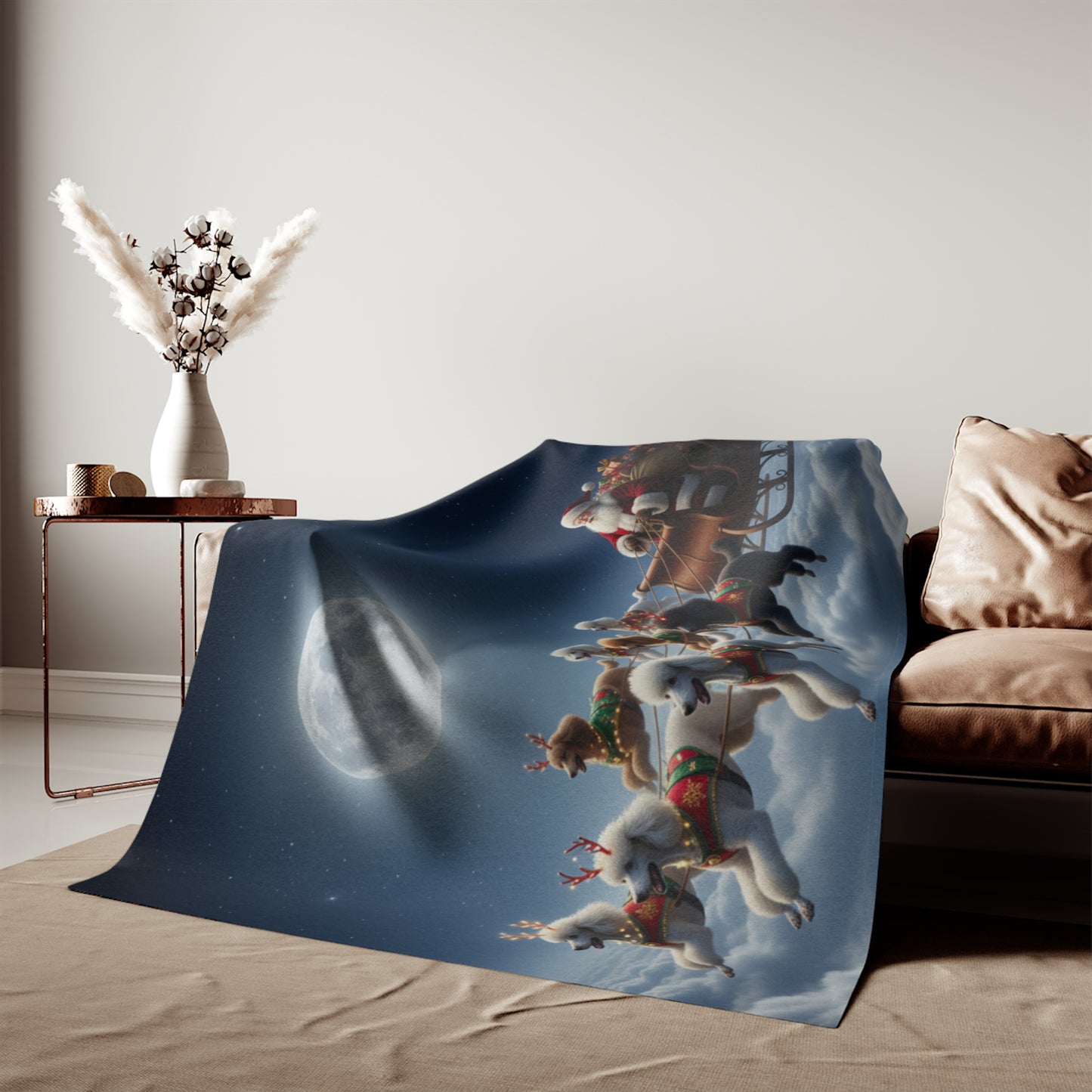 Santa's Poodle Powered Sleigh Blanket
