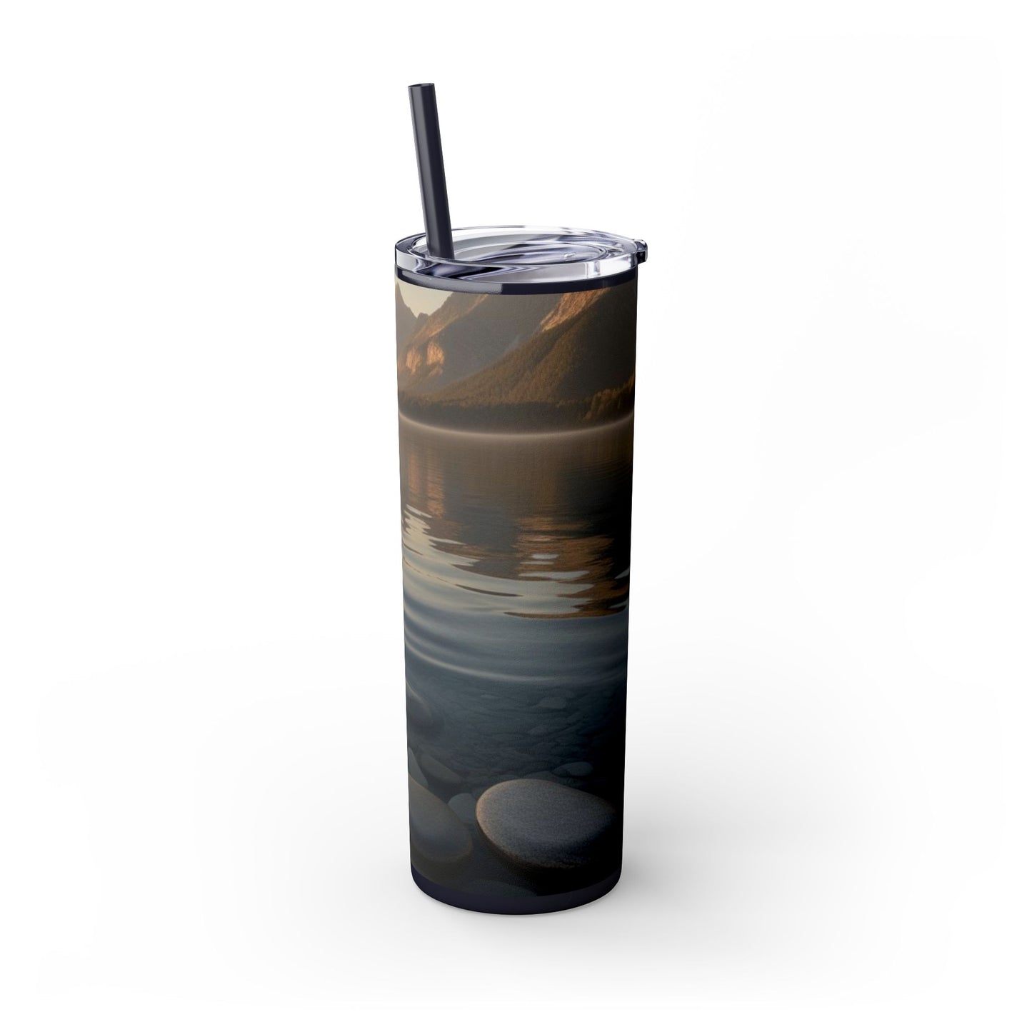 Ripple in a Mountain Lake Skinny Tumbler with Straw, 20oz