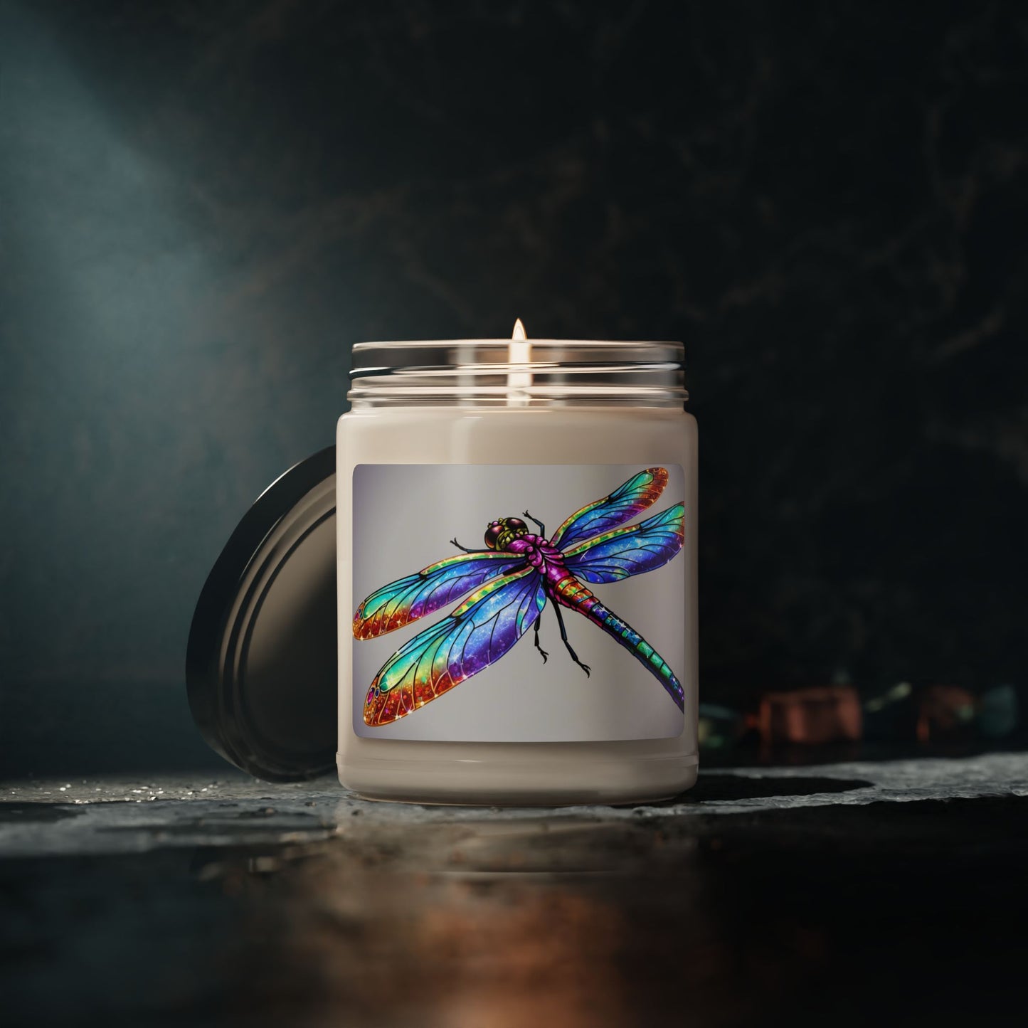 Glittery Psychedelic Dragonfly- Scented Soy Candle, 9oz