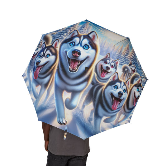 Siberian Husky Semi-Automatic Foldable Umbrella