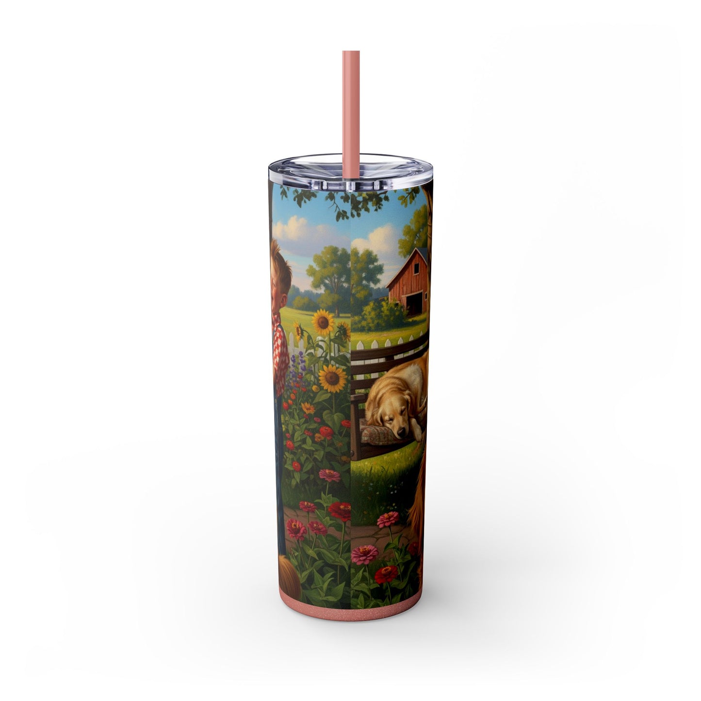 Golden Retriever Skinny Tumbler with Straw, 20oz